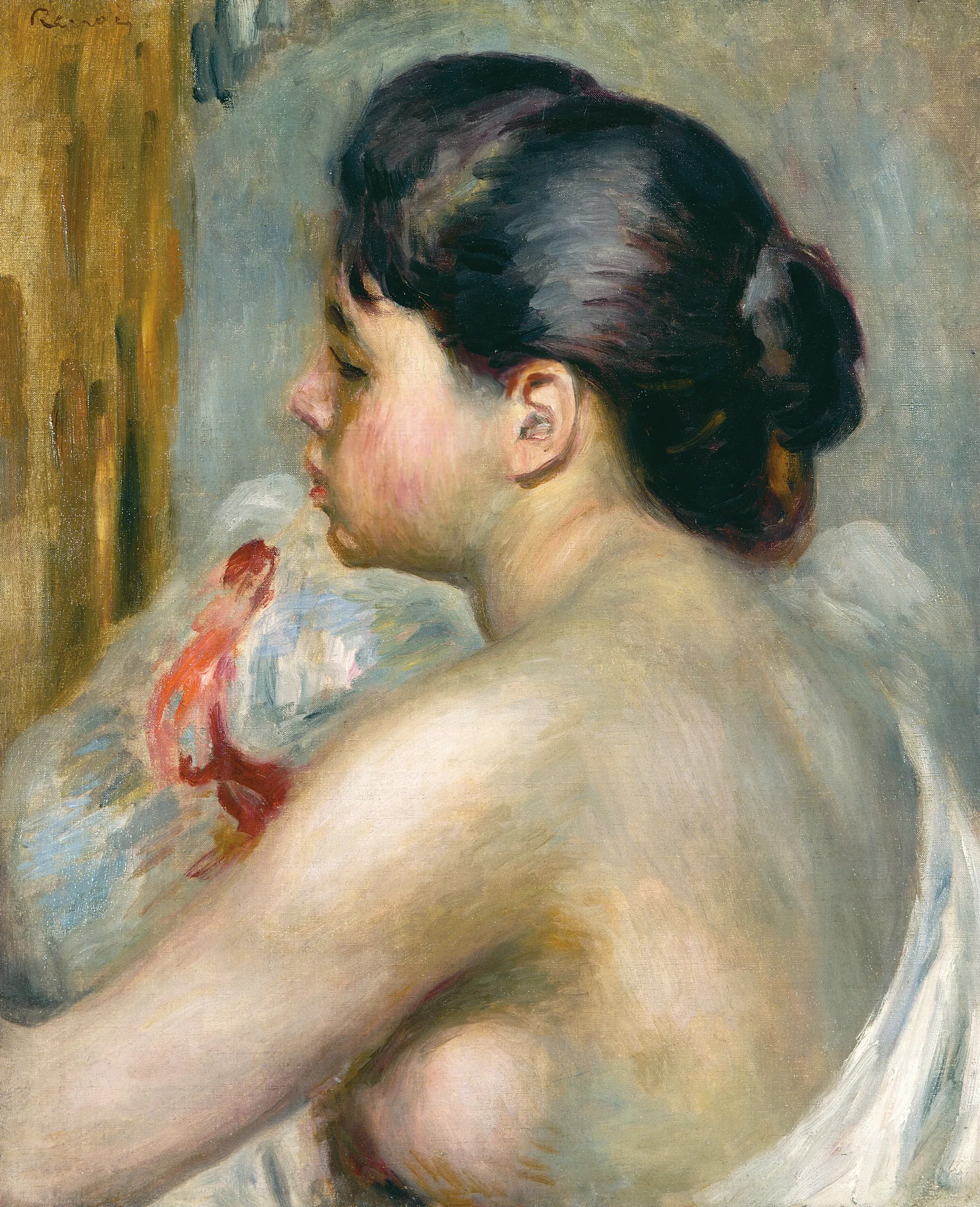 Dark Haired Woman Wall Art by Pierre-Auguste Renoir - Canvas Print