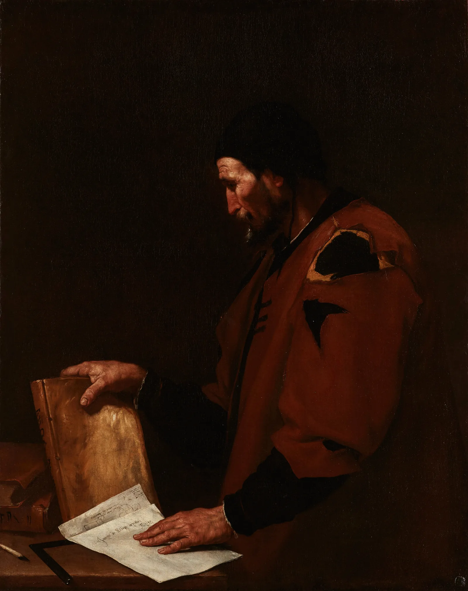 A Philosopher Probably Euclid Wall Art by Jusepe de Ribera - Canvas Print