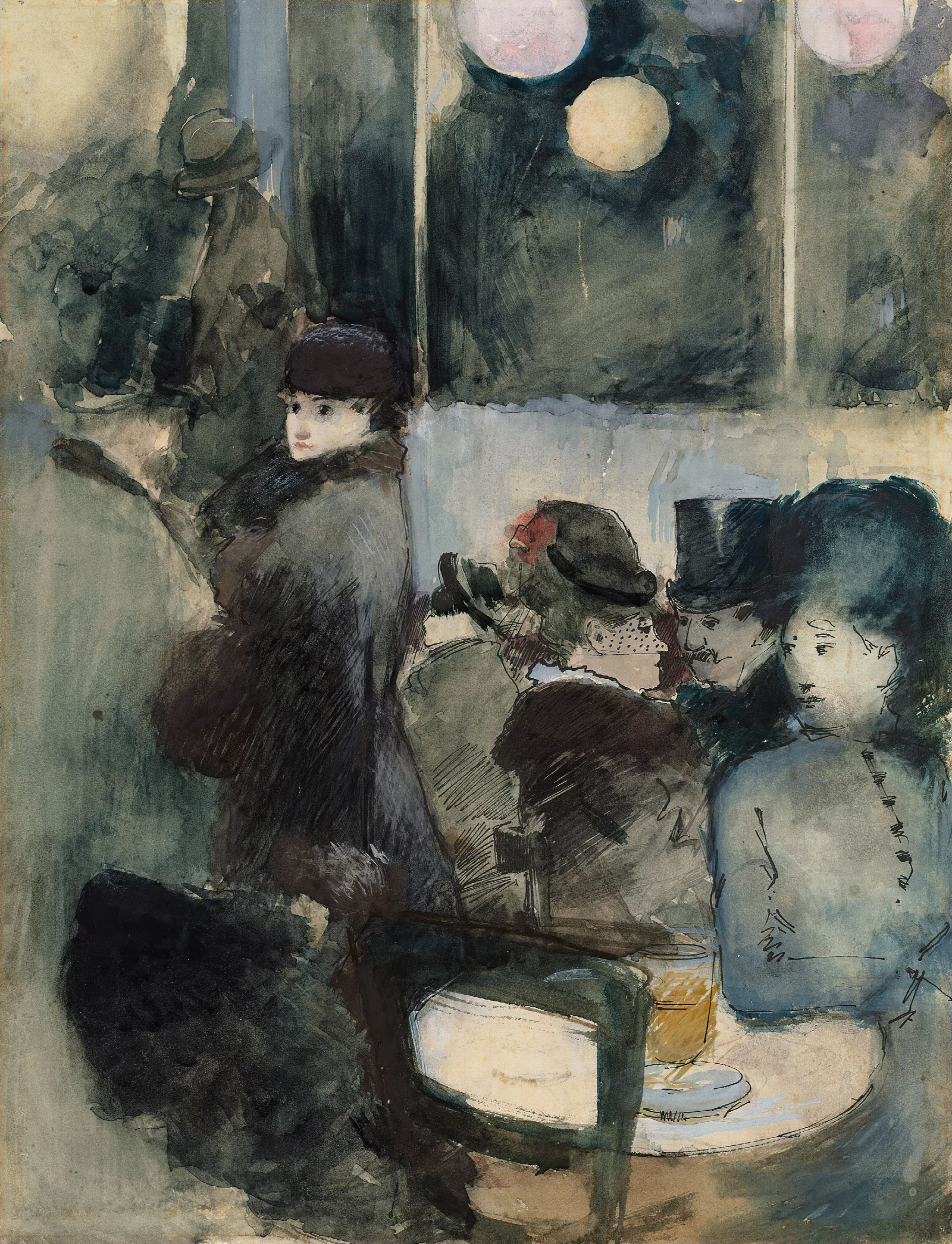 Au Cafe 6 Wall Art by Jean-Louis Forain - Canvas Print