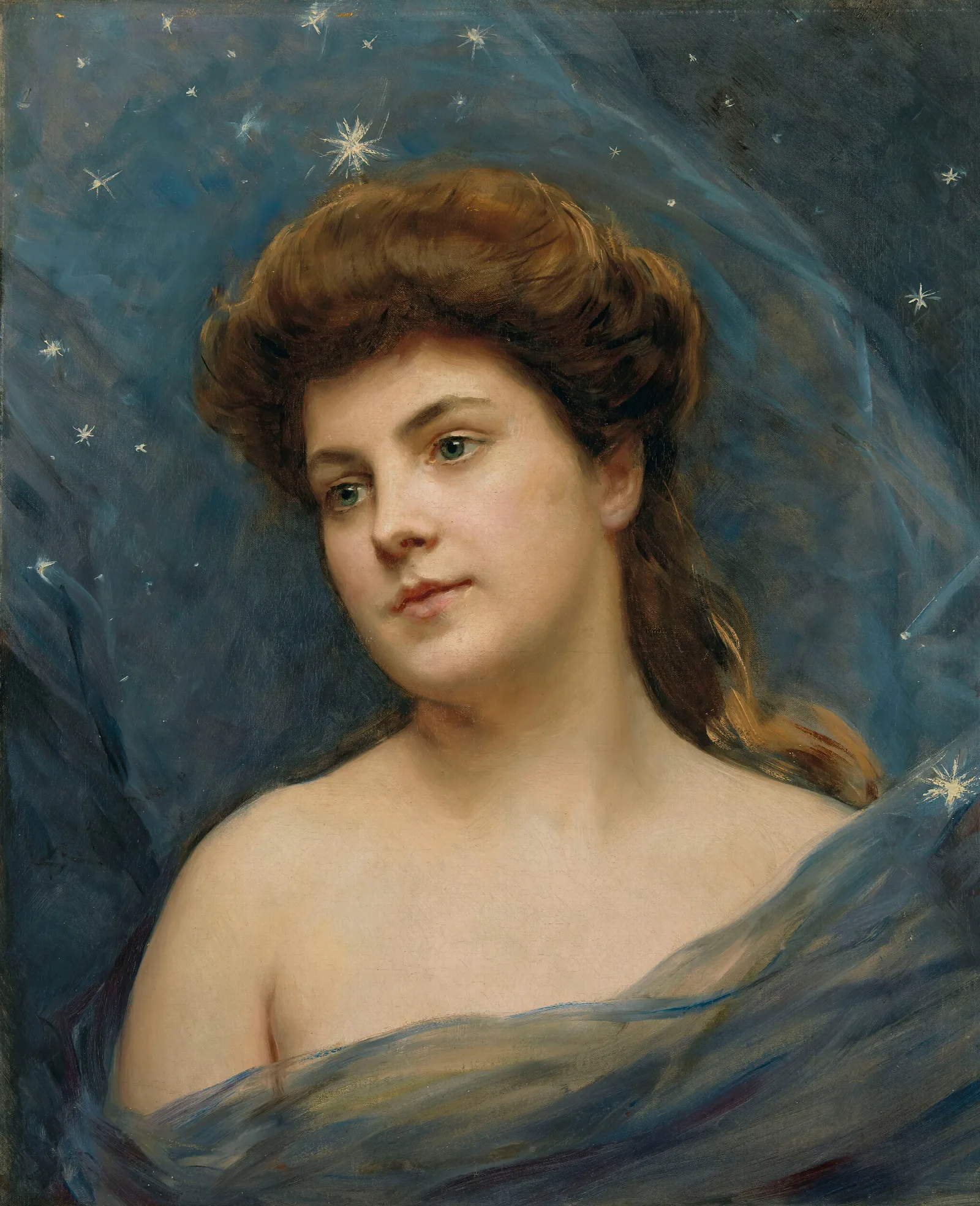 Young Woman Surrounded By Stars Wall Art by Raimundo de Madrazo y Garreta - Canvas Print