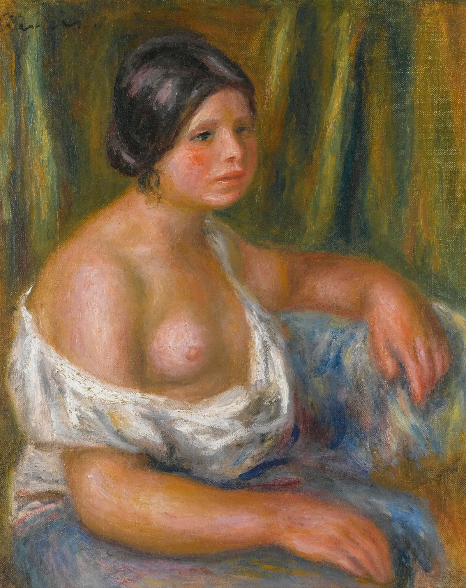 Femme En Bleu Wall Art by Pierre-Auguste Renoir - Canvas Print