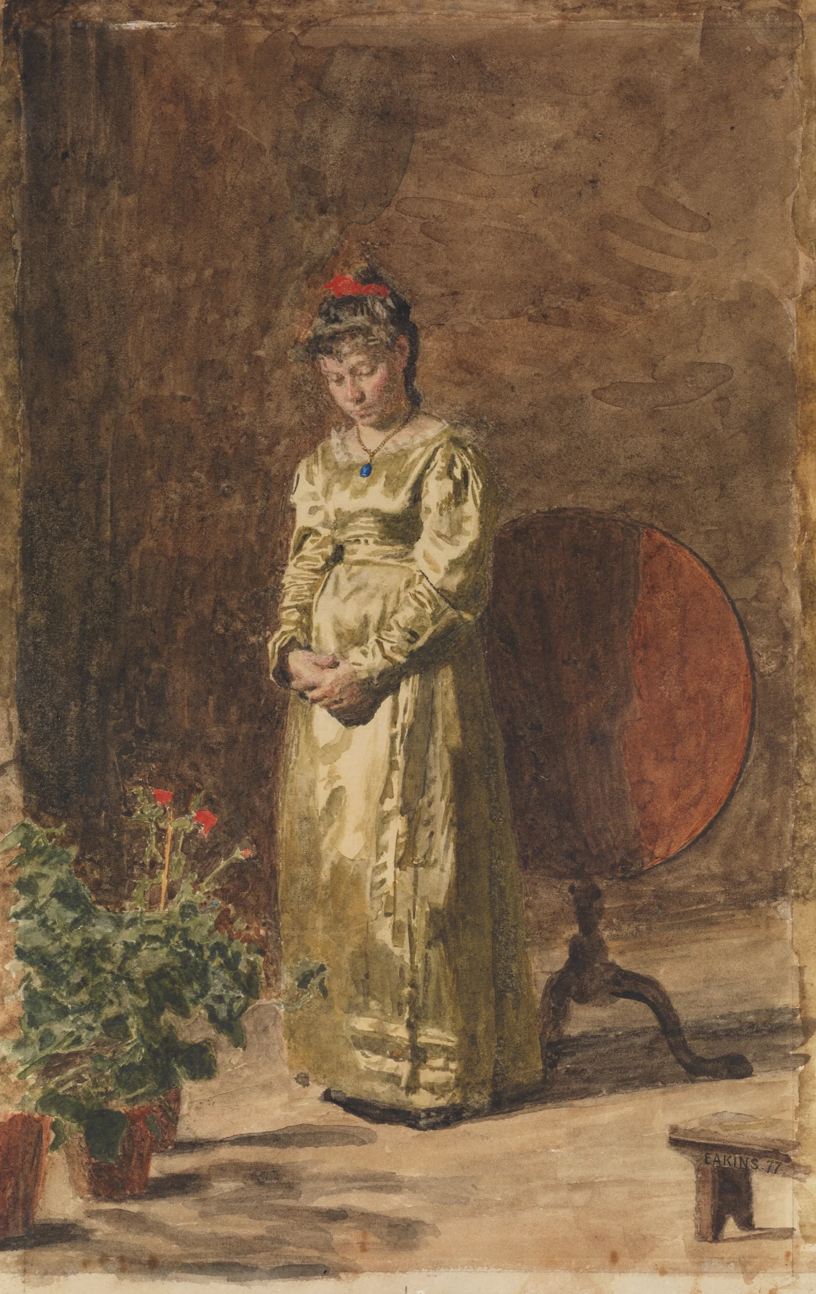 Young Girl Meditating Wall Art by Thomas Eakins - Canvas Print