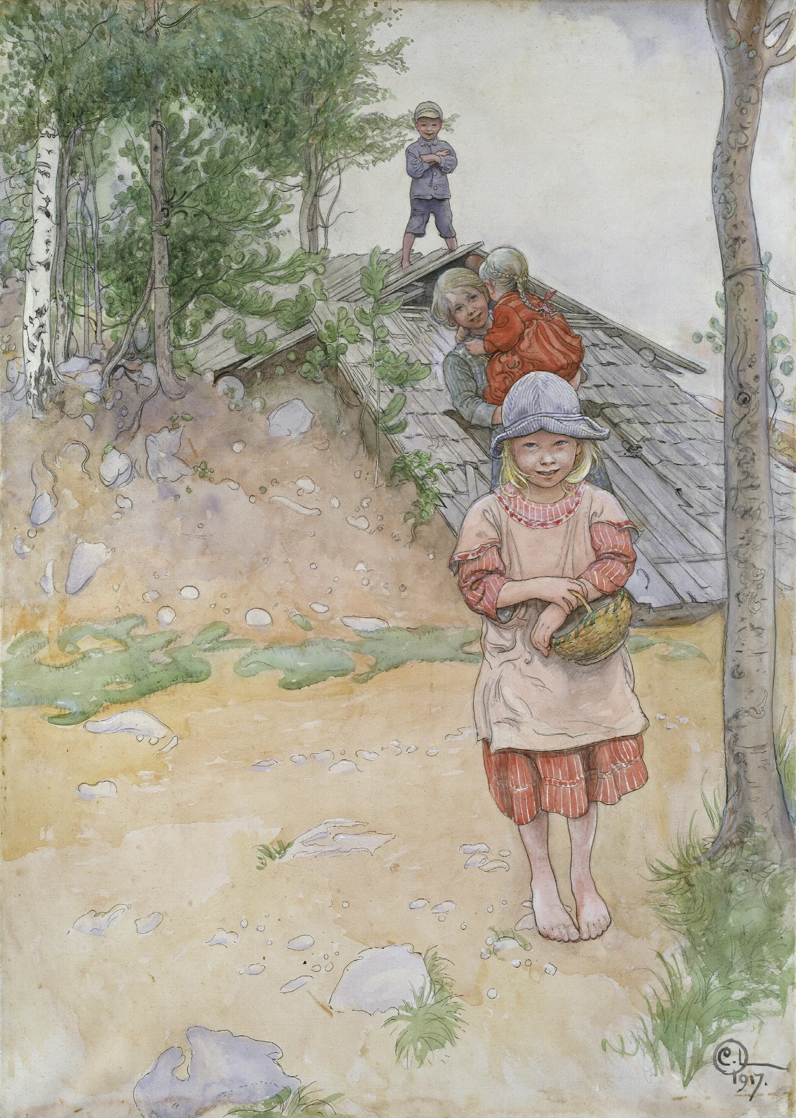 By The Cellar Wall Art by Carl Larsson - Canvas Print