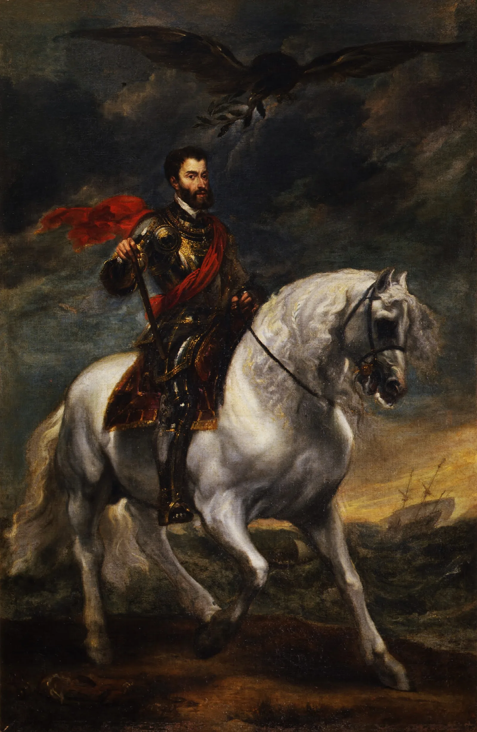 Equestrian Portrait Of The Emperor Charles V Wall Art by Anthony van Dyck - Canvas Print