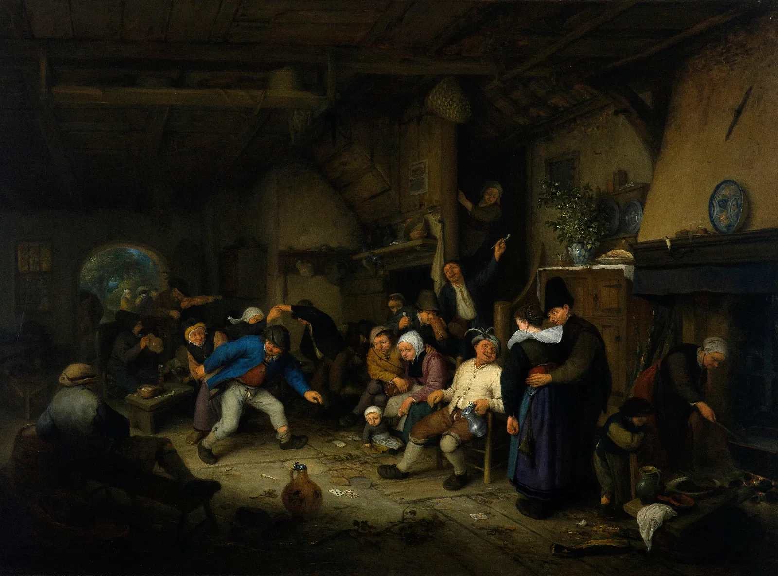 Peasants Dancing In A Tavern Wall Art by Adriaen van Ostade - Canvas Print