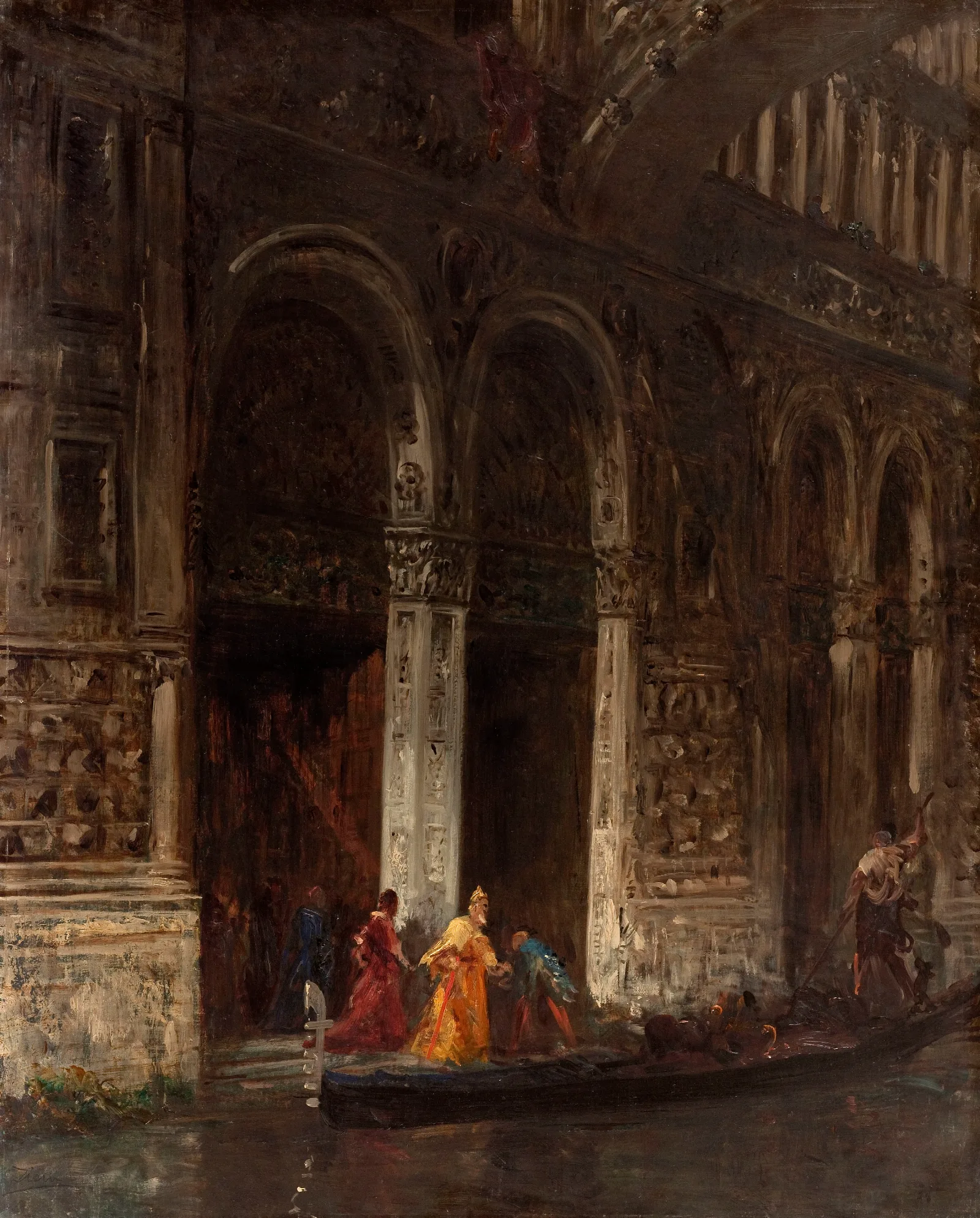 La Sortie Du Palais Des Doges Sous Le Pont Des Soupirs Wall Art by Félix Ziem - Canvas Print