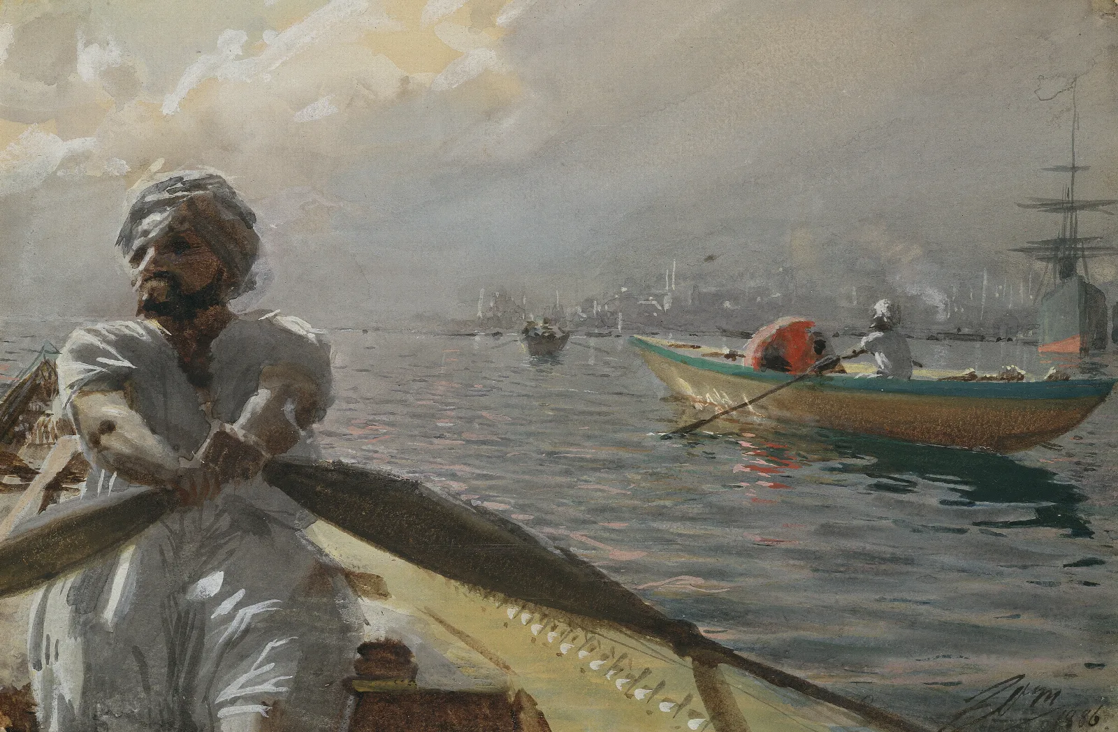 Turkish Boatman In The Constantinople Harbour Wall Art by Anders Zorn - Canvas Print