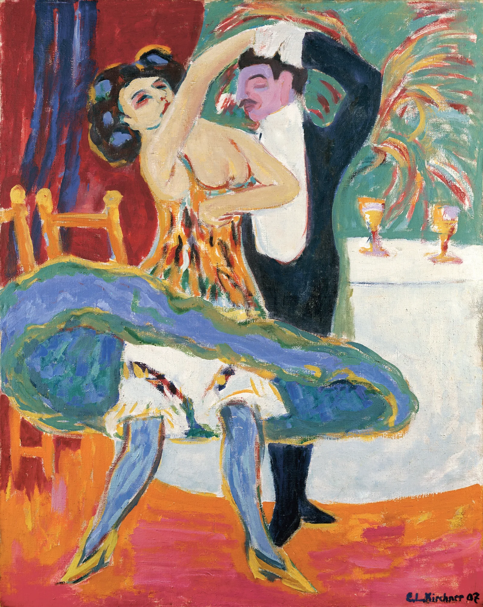 Vaudeville Theater English Dancing Couple Wall Art by Ernst Ludwig Kirchner - Canvas Print