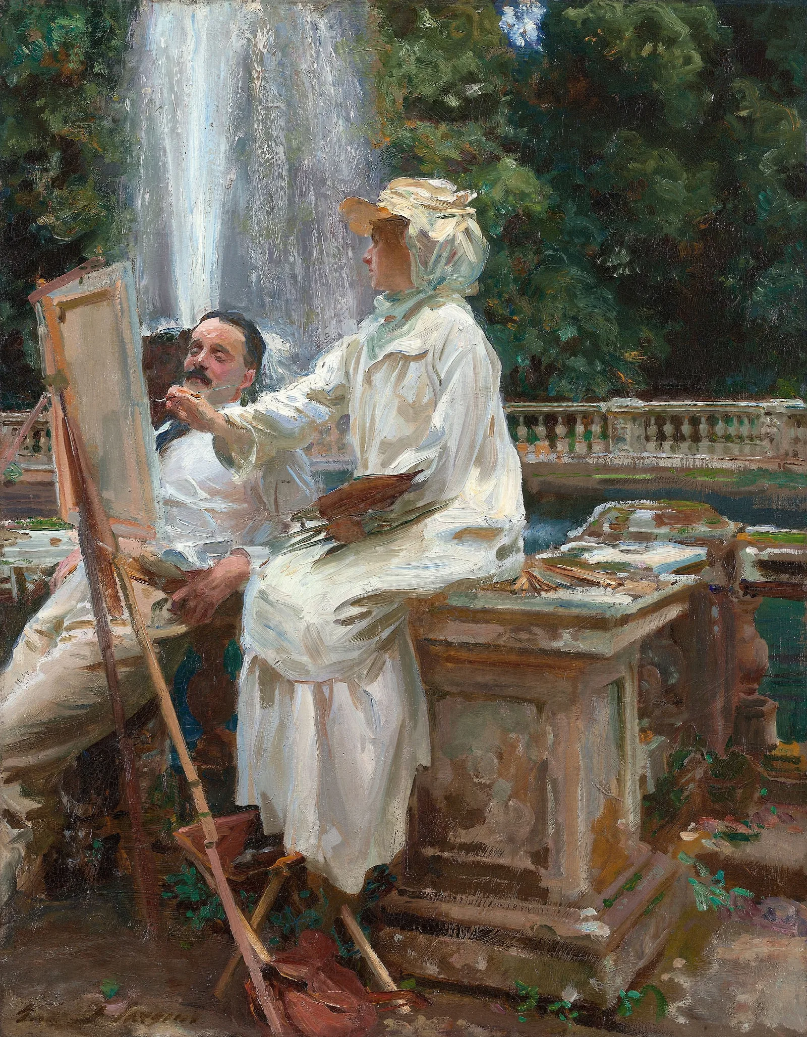 The Fountain Villa Torlonia Frascati Italy Wall Art by John Singer Sargent - Canvas Print