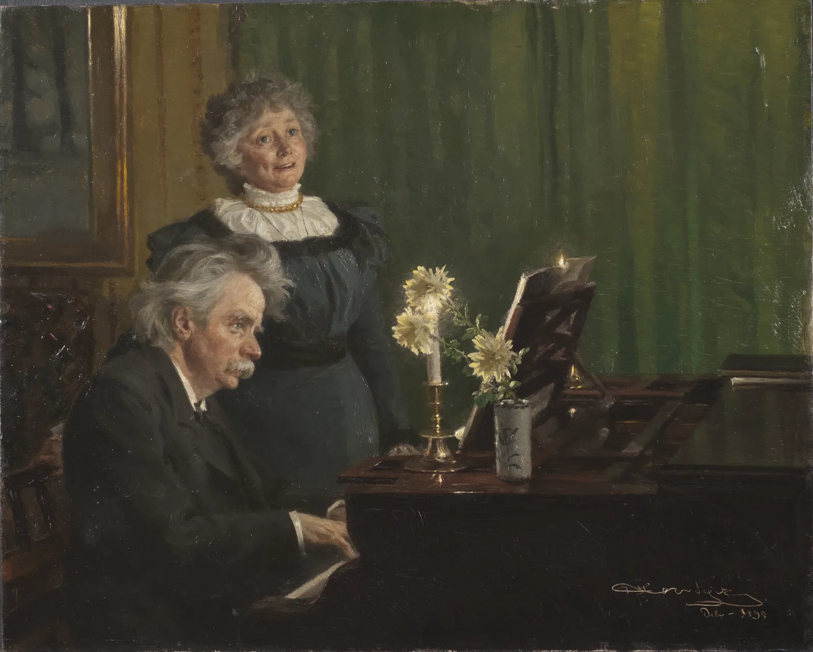 Edvard Grieg And Nina Grieg Wall Art by Peder Severin Krøyer - Canvas Print