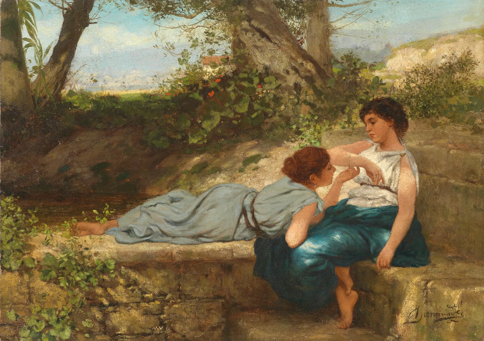 Das Gesprach Wall Art by Henryk Siemiradzki - Canvas Print