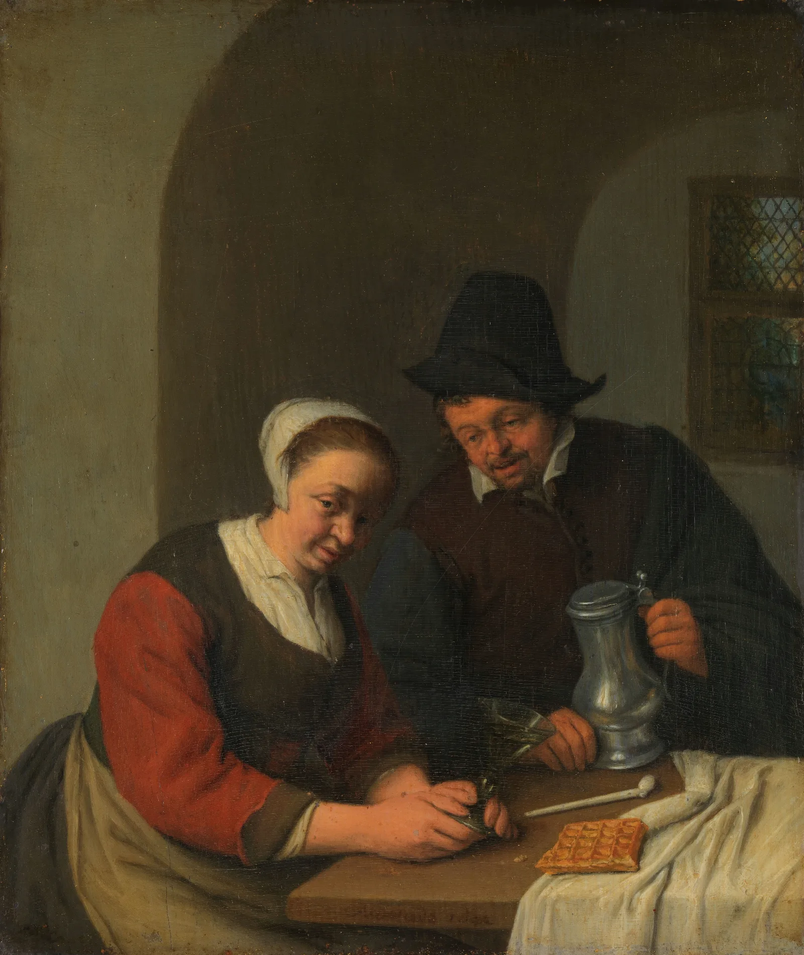 A Confidential Chat 2 Wall Art by Adriaen van Ostade - Canvas Print