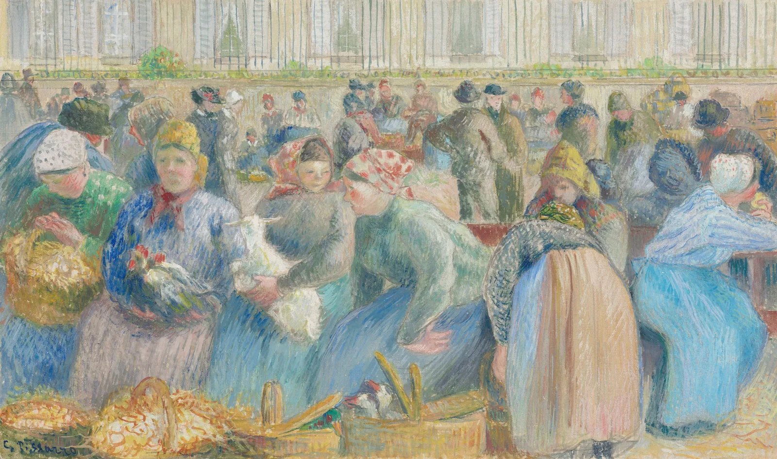Le Marche Aux Oeufs Wall Art by Camille Pissarro - Canvas Print