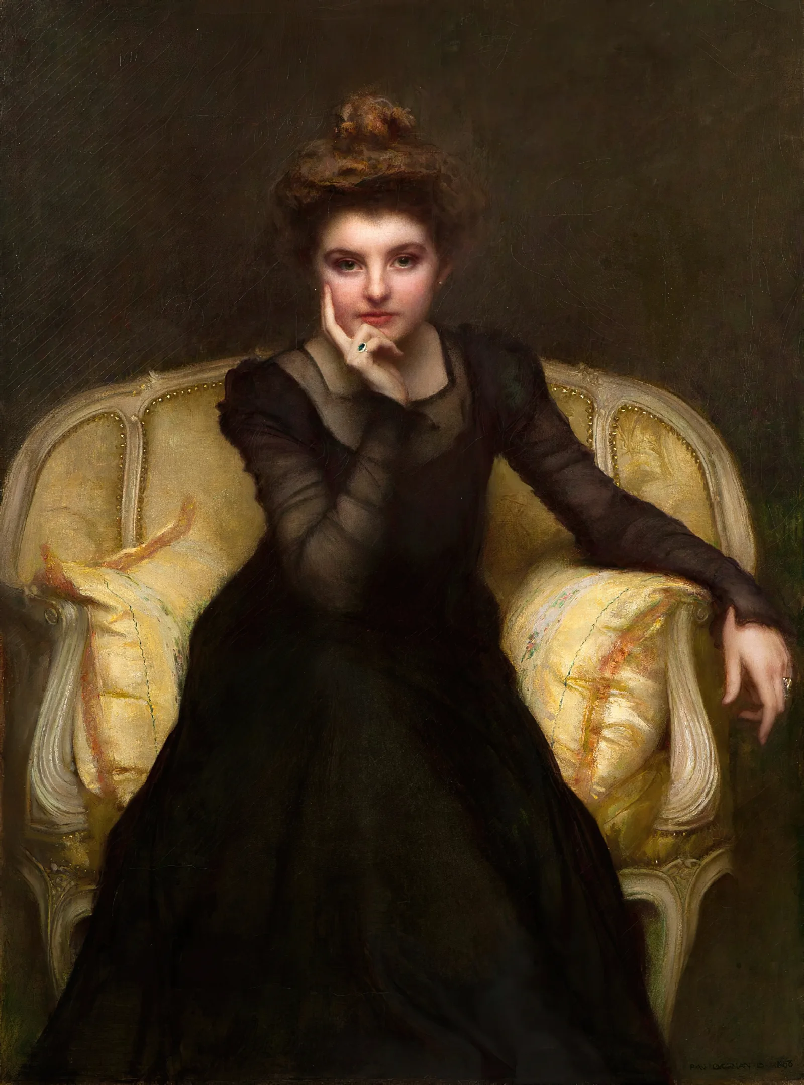 Portrait Dune Elegante Wall Art by Pascal-Adolphe-Jean Dagnan-Bouveret - Canvas Print