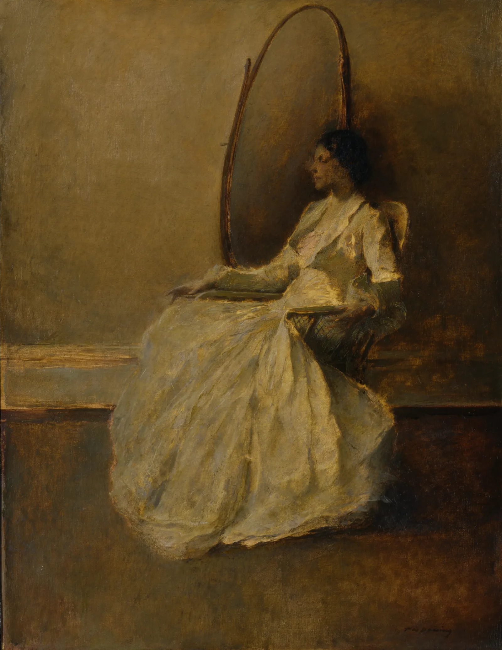 Lady In White No 1 Wall Art by Thomas Wilmer Dewing - Canvas Print