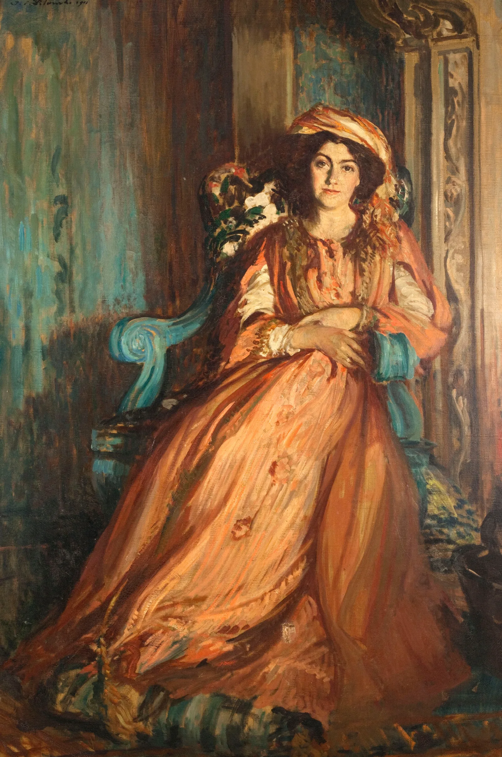 Portrait De Mabel Dodge A La Villa Curonia Wall Art by Jacques-Émile Blanche - Canvas Print