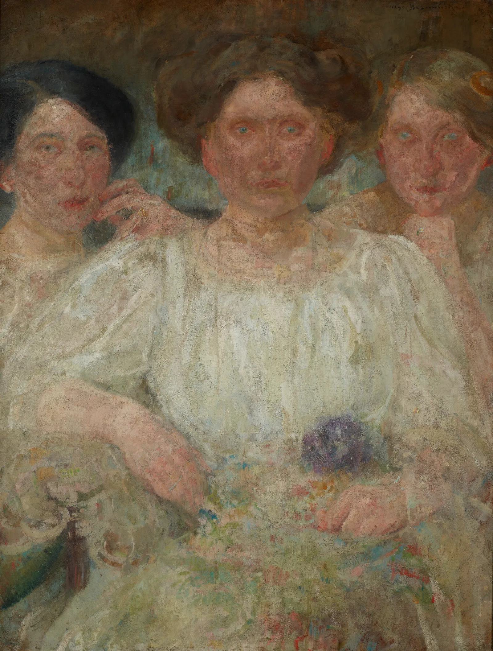 Portrait Of Three Sisters Wall Art by Olga Boznanska - Canvas Print