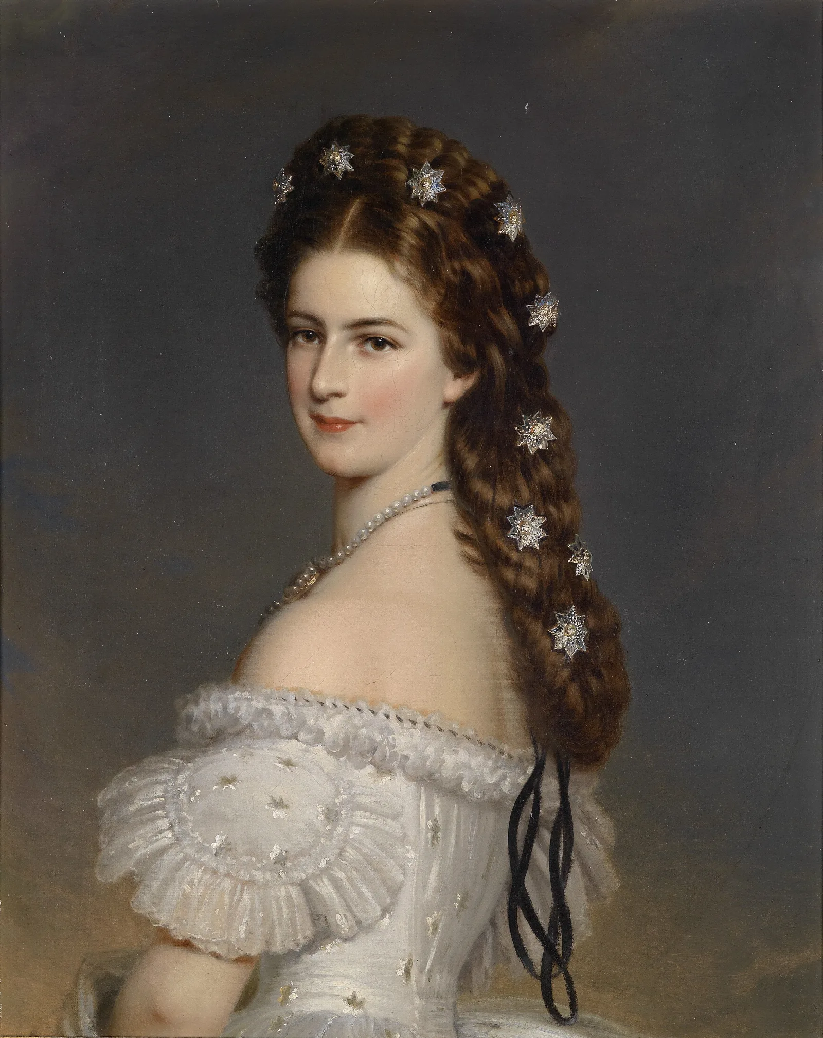 Kaiserin Elisabeth Mit Diamentsternen Werkstattwiederholung Wall Art by Franz Xaver Winterhalter - Canvas Print