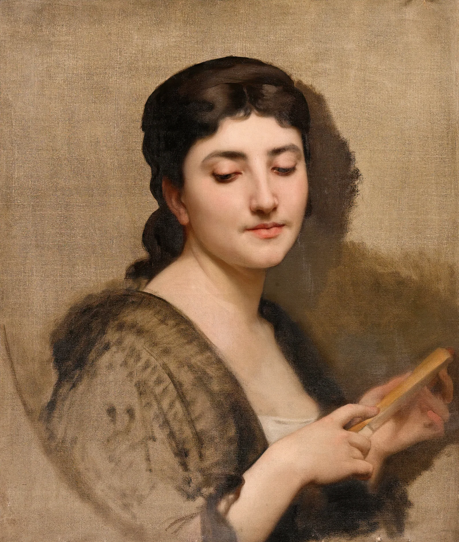 A Young Woman With A Fan Wall Art by William Bouguereau - Canvas Print