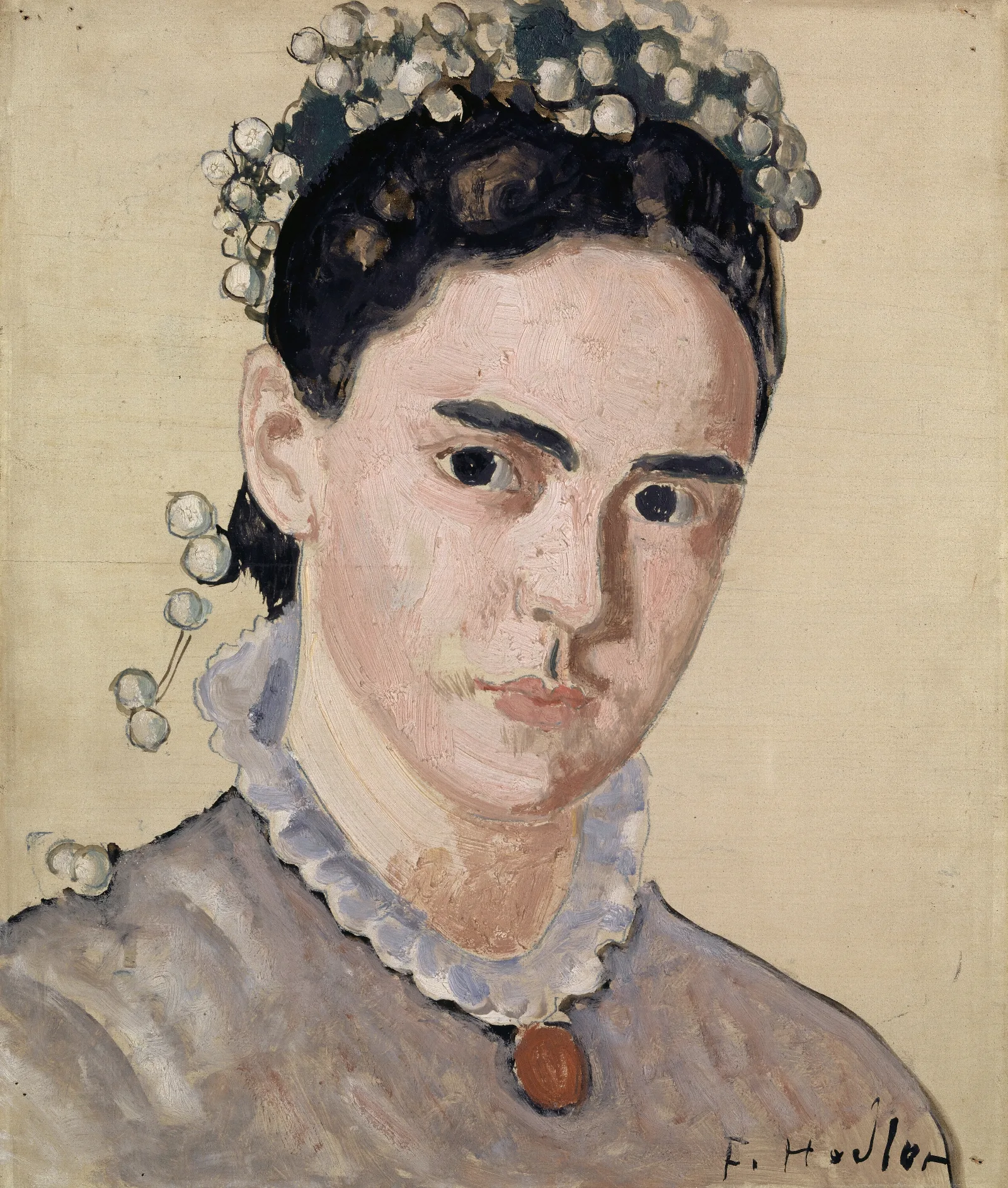 Portrait Of Marie Elise Bernhard Hodler Wall Art by Ferdinand Hodler - Canvas Print