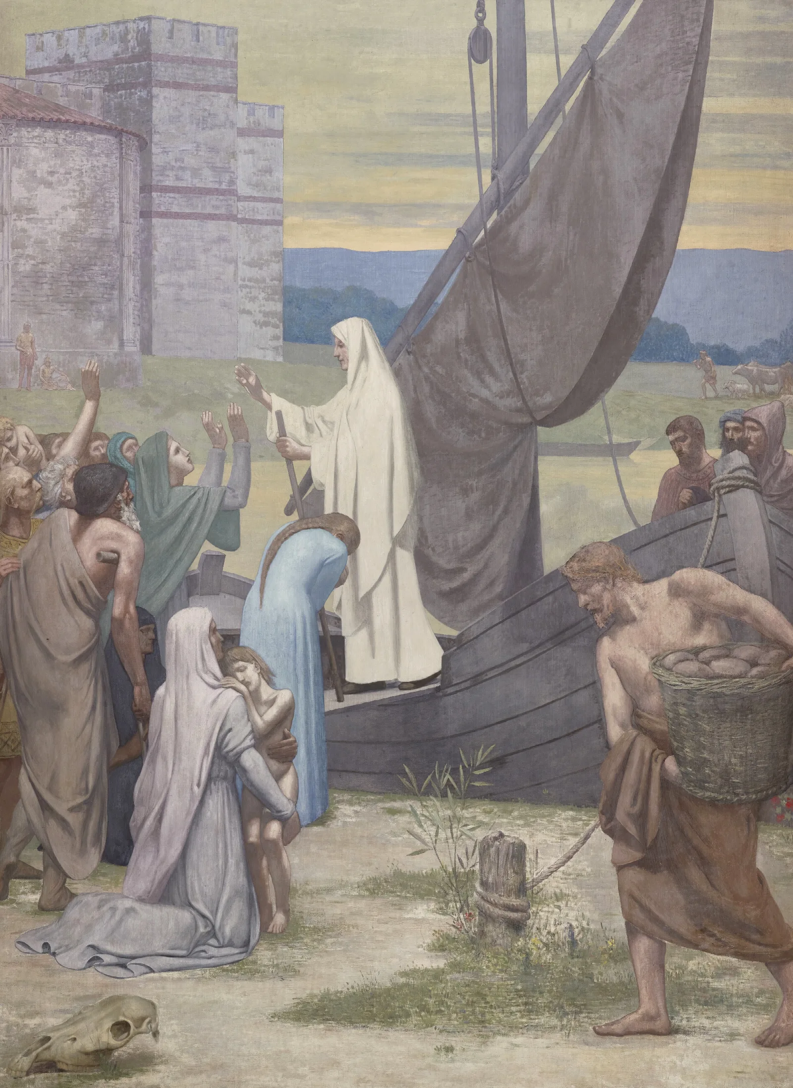 Sainte Genevieve Ravitaillant Paris Assiege Wall Art by Pierre Puvis de Chavannes - Canvas Print