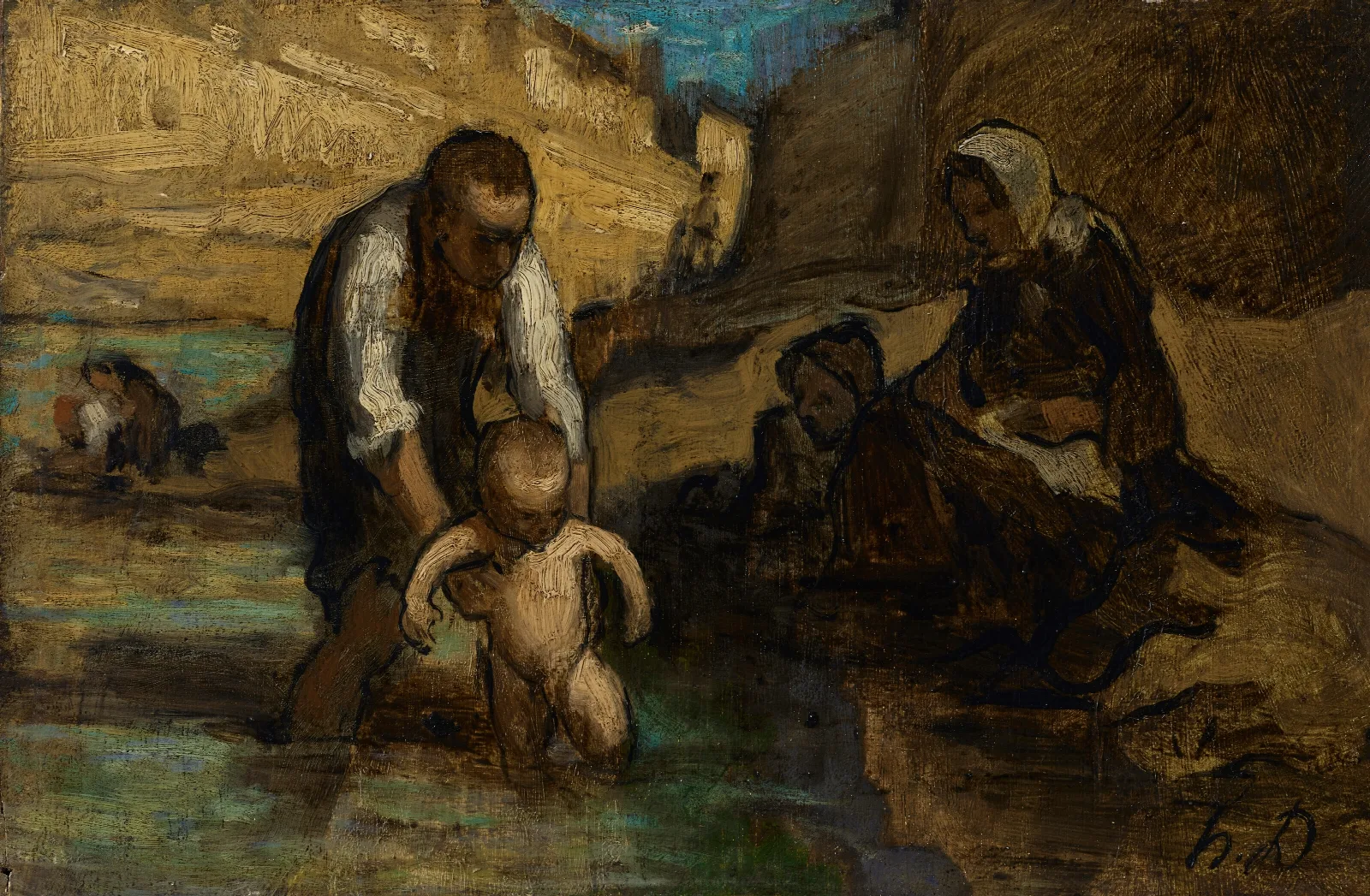 Le Premier Bain Wall Art by Honoré Daumier - Canvas Print