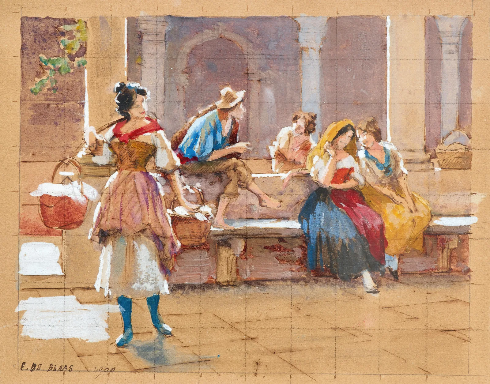 Gossip Study For Il Pettegolezzo Wall Art by Eugen von Blaas - Canvas Print