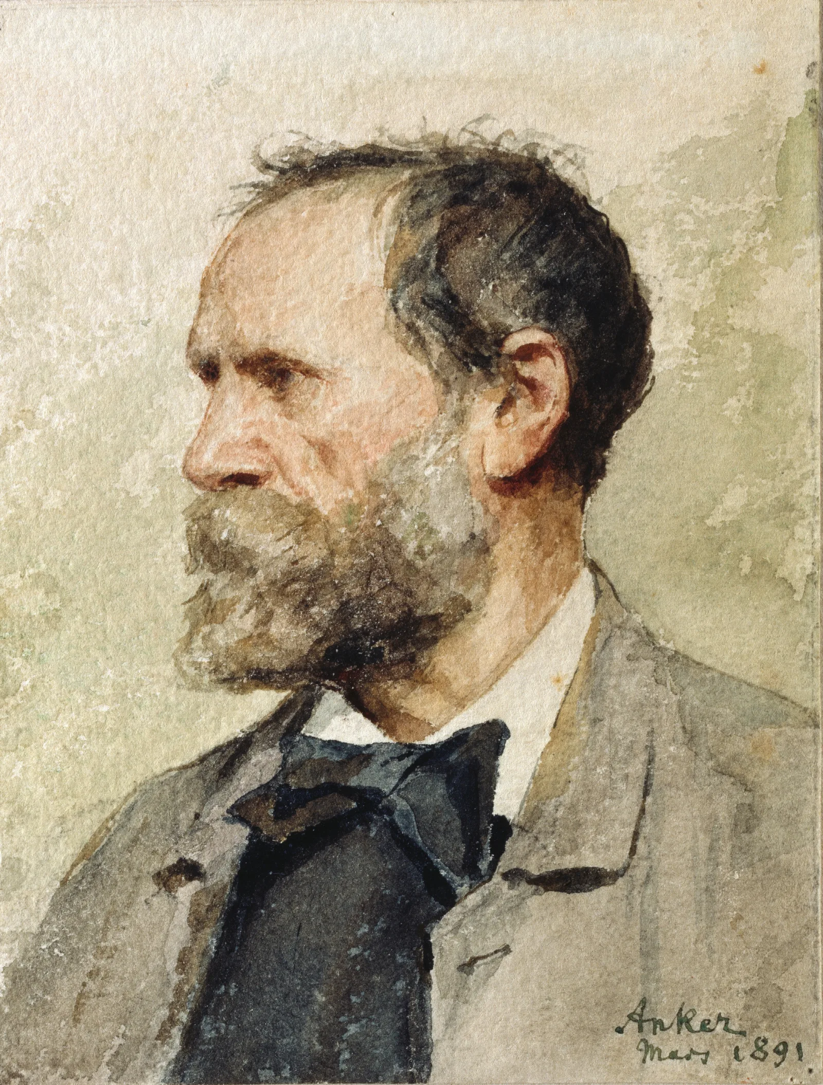 Self Portrait In Profile Left Wall Art by Albert Anker - Canvas Print