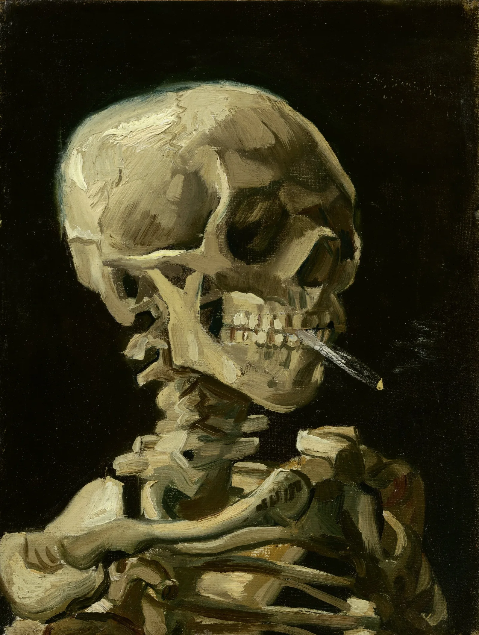 Head Of A Skeleton With A Burning Cigarette Wall Art by Vincent van Gogh - Canvas Print