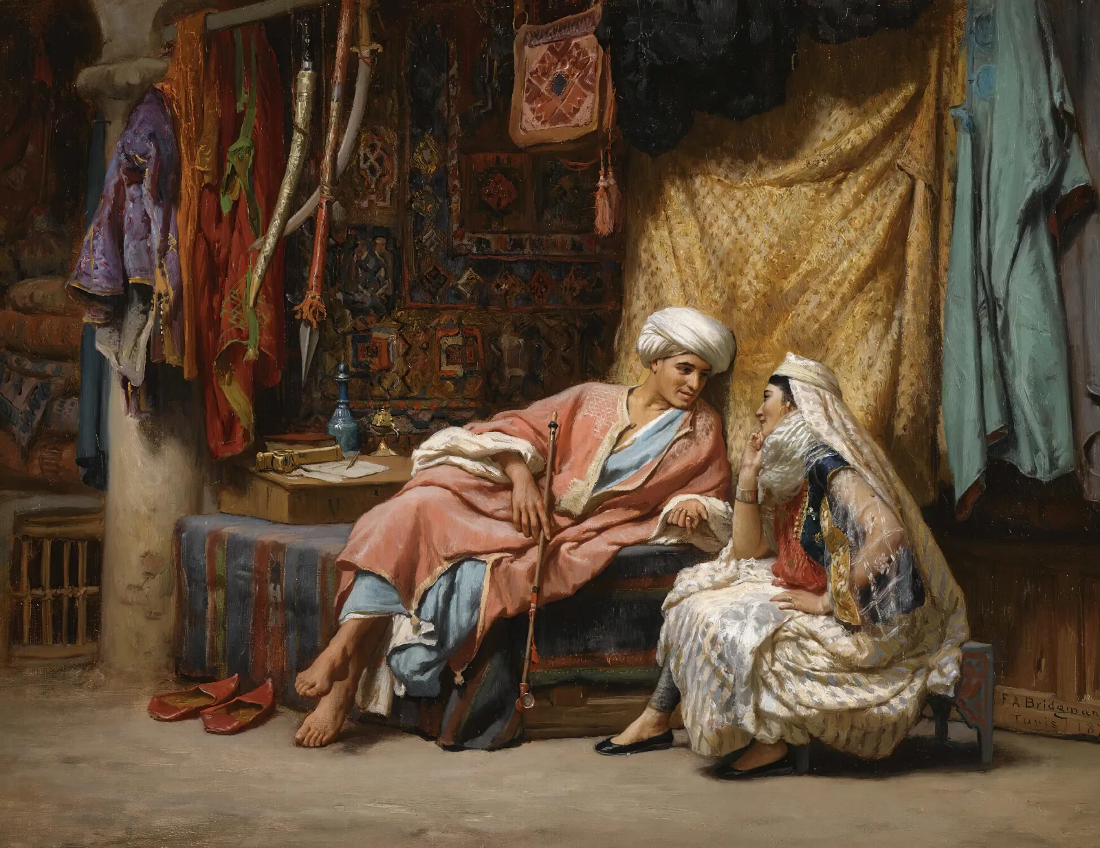 In The Souk Tunis Wall Art by Frederick Arthur Bridgman - Canvas Print