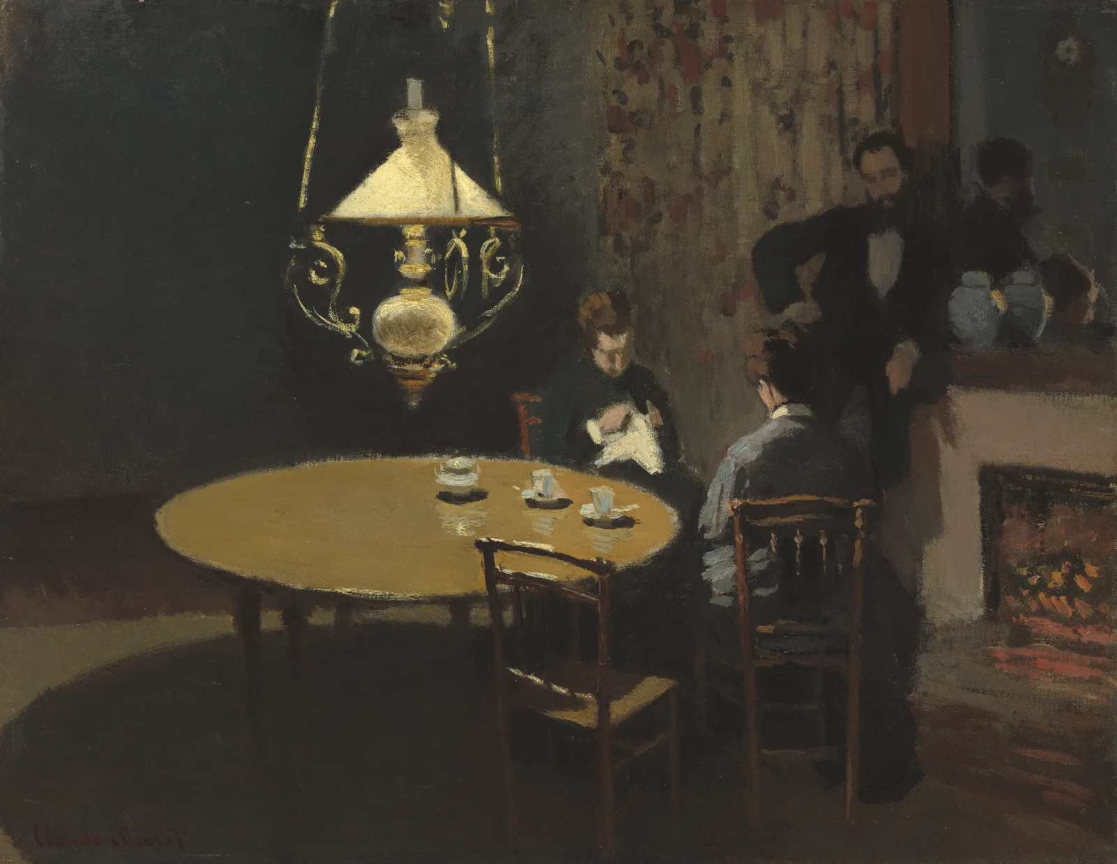 Interior After Dinner Wall Art by Claude Monet - Canvas Print