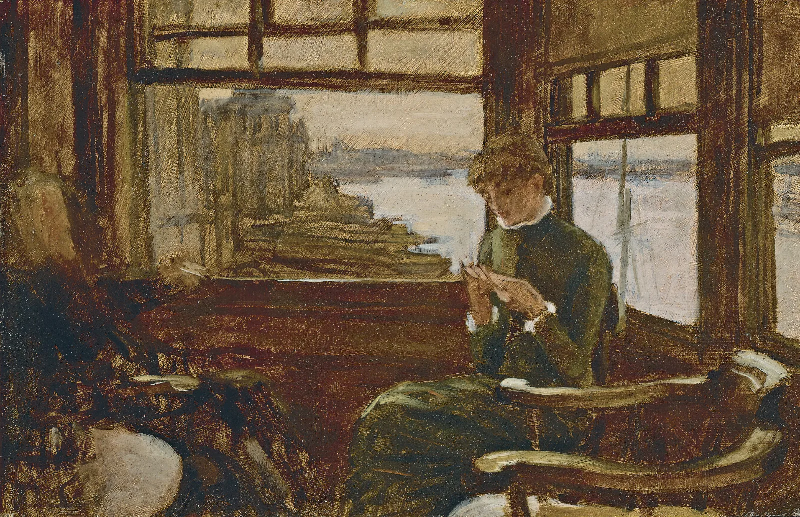 Kathleen Newton In A Thames Side Tavern Wall Art by James Tissot - Canvas Print