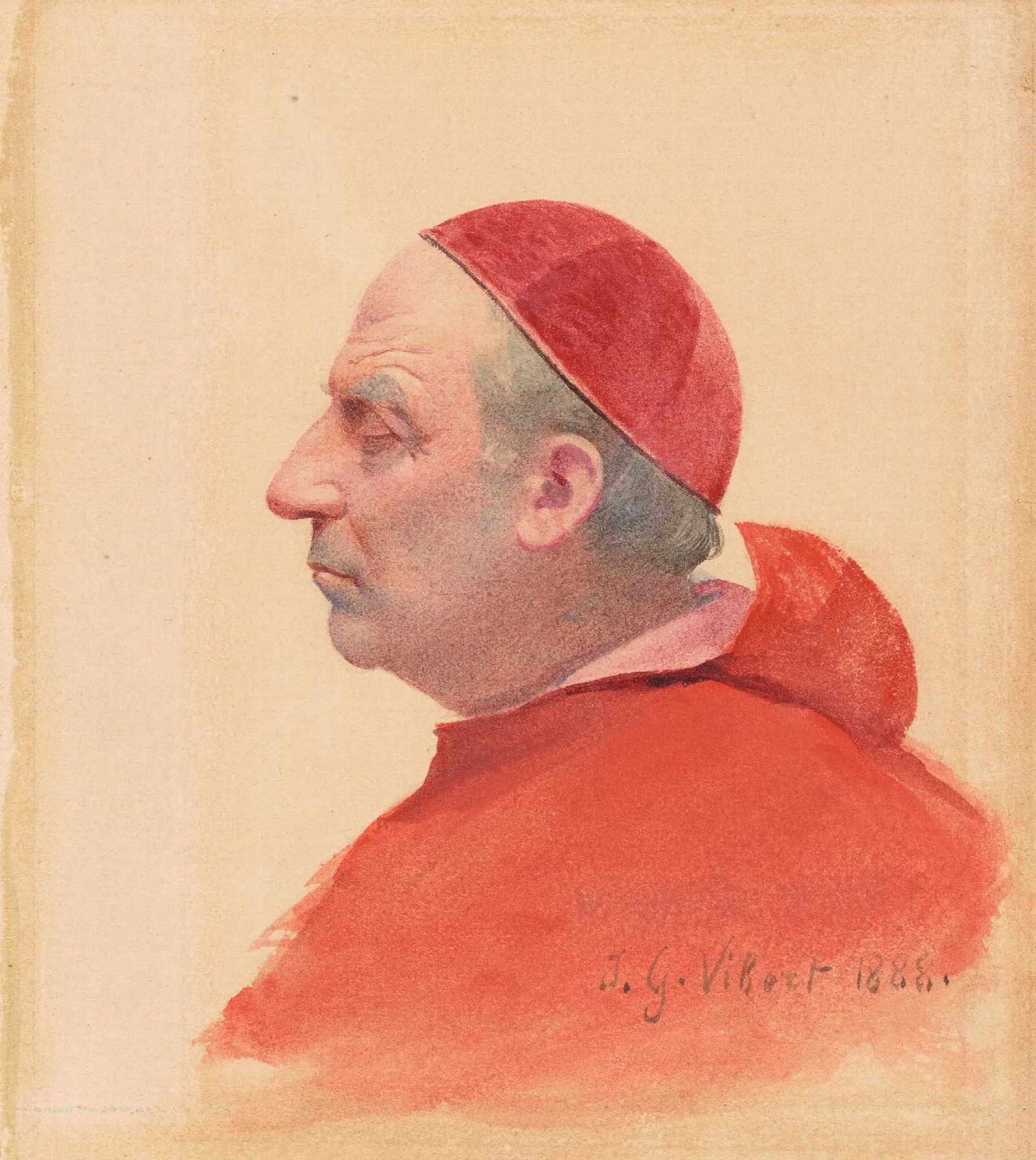A Cardinal In Profile Wall Art by Jehan Georges Vibert - Canvas Print