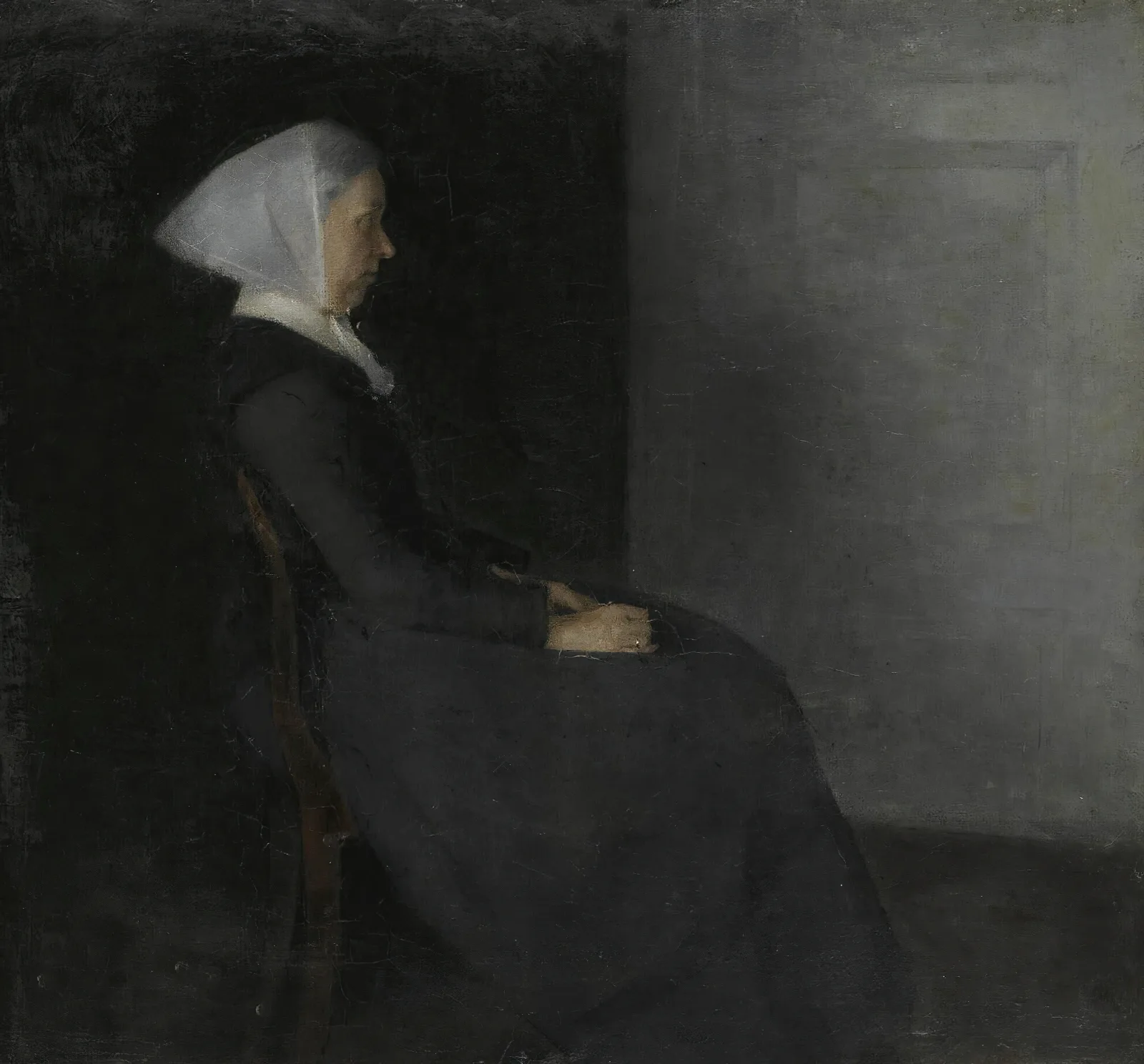 Kunstnerens Moder Frederikke Hammershoi Portrait Of The Artists Mother Wall Art by Vilhelm Hammershøi - Canvas Print