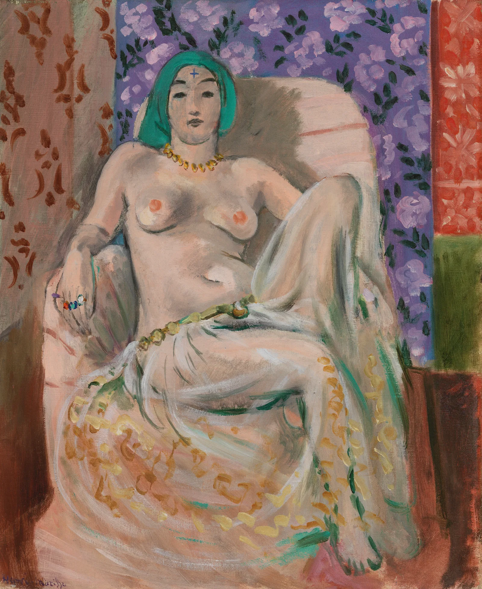 Moorish Woman The Raised Knee Femme Mauresque Le Genou Leve Wall Art by Henri Matisse - Canvas Print