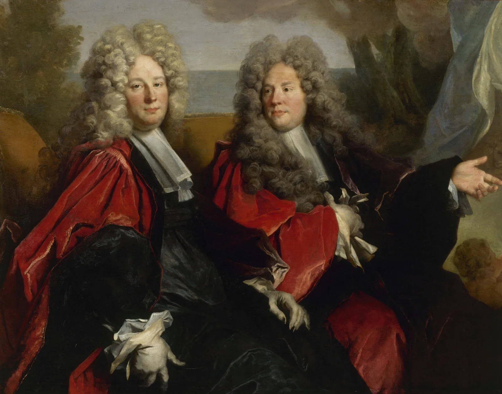Portrait De Deux Echevins En Fonction En 1702 Wall Art by Nicolas de Largillière - Canvas Print