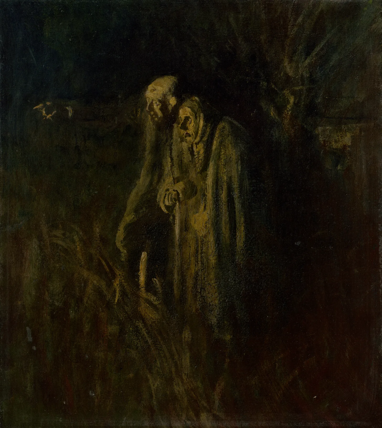 End Of Life Elderly Couple At Night Wall Art by Ladislav Mednyánszky - Canvas Print