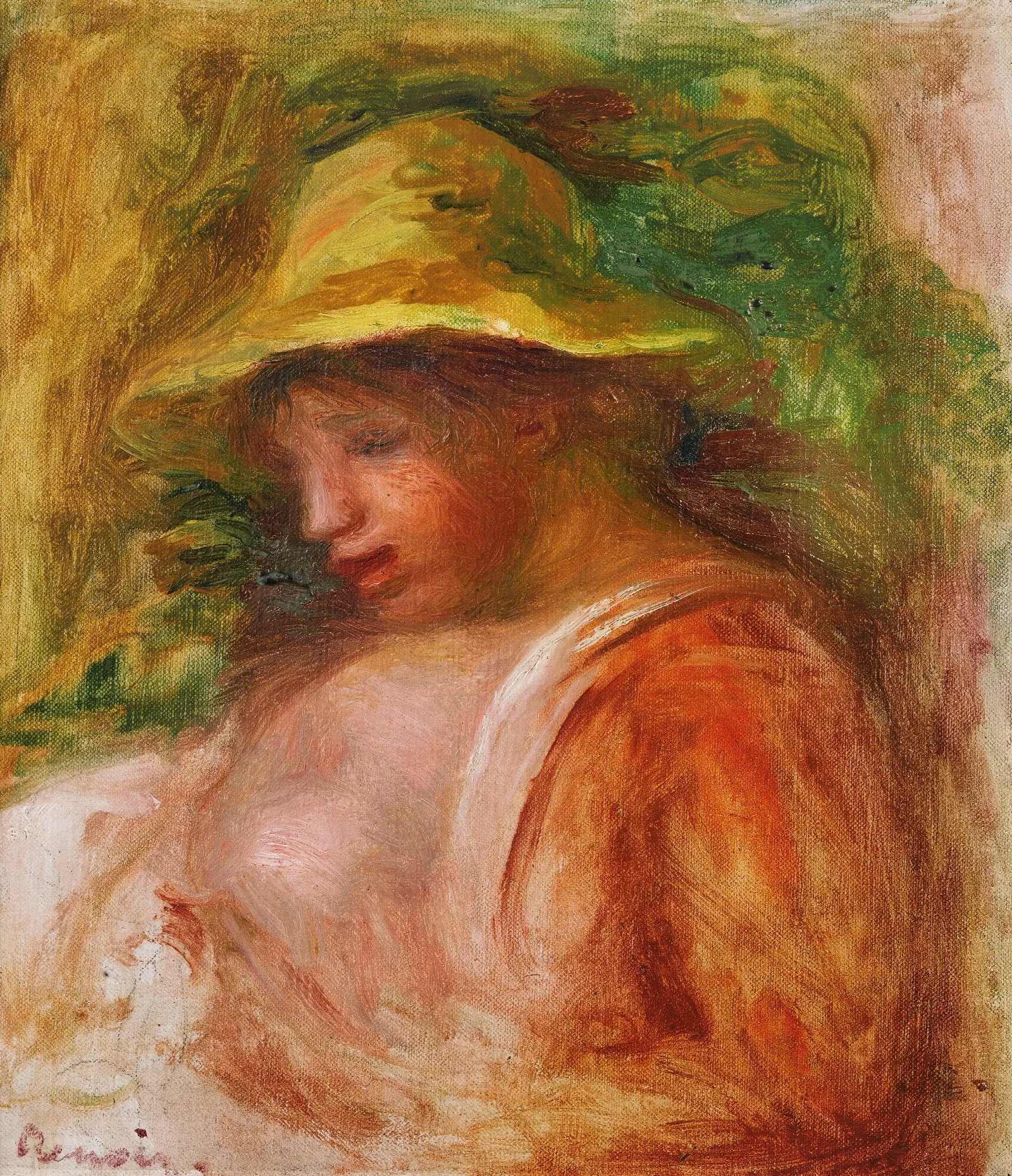 Femme Au Chapeau Wall Art by Pierre-Auguste Renoir - Canvas Print