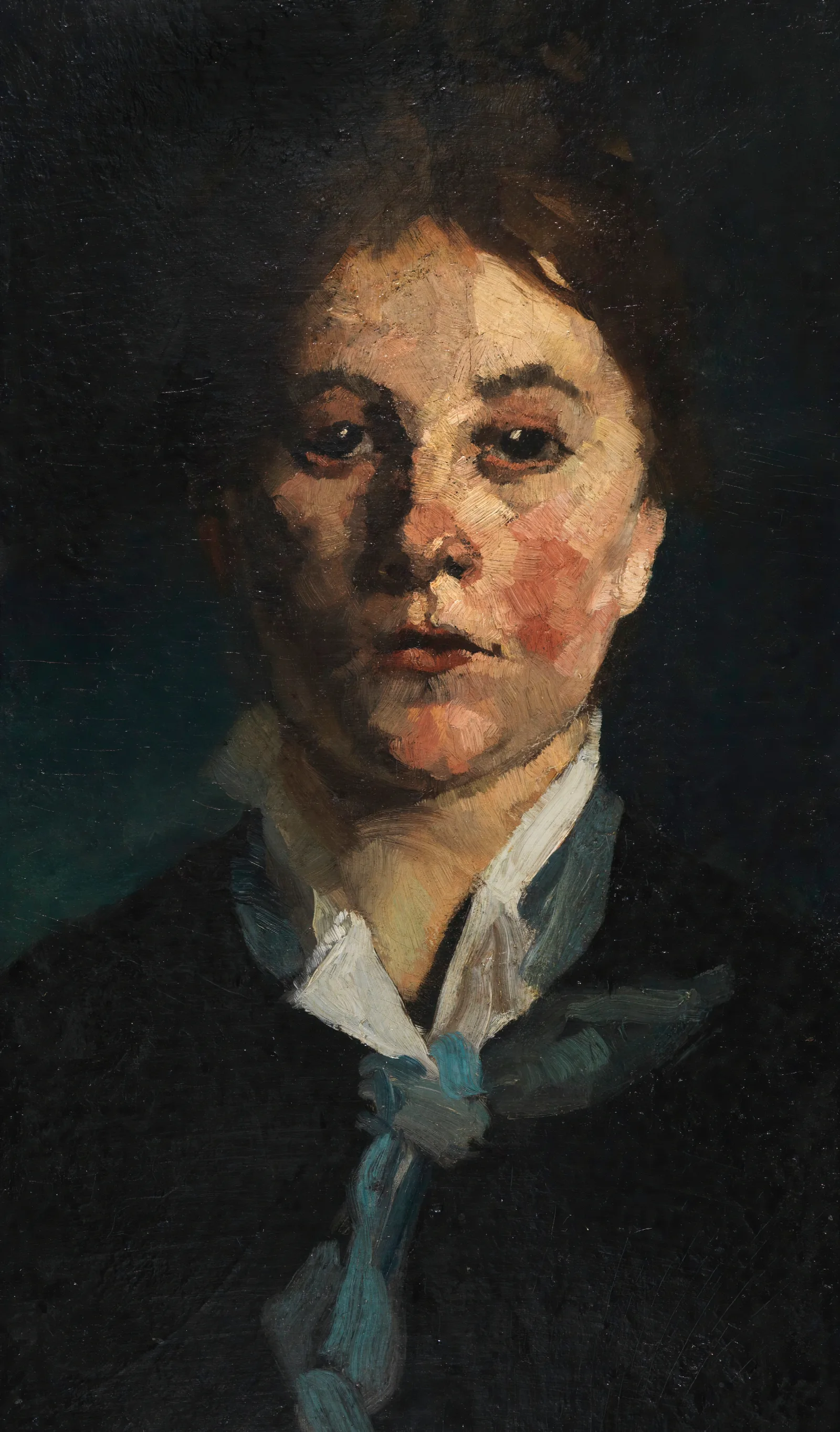 Madchen Mit Weisem Kragen En Face Wall Art by Wilhelm Trübner - Canvas Print