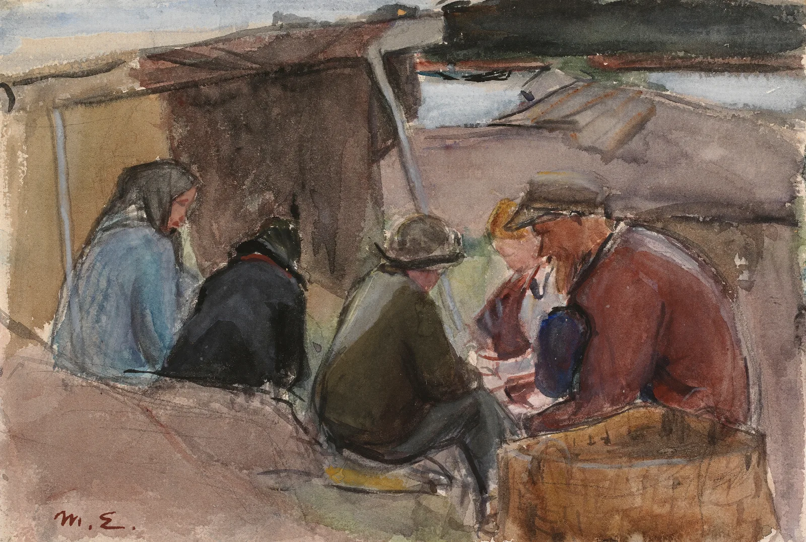 Fisherfolk By The Sea Wall Art by Magnus Enckell - Canvas Print