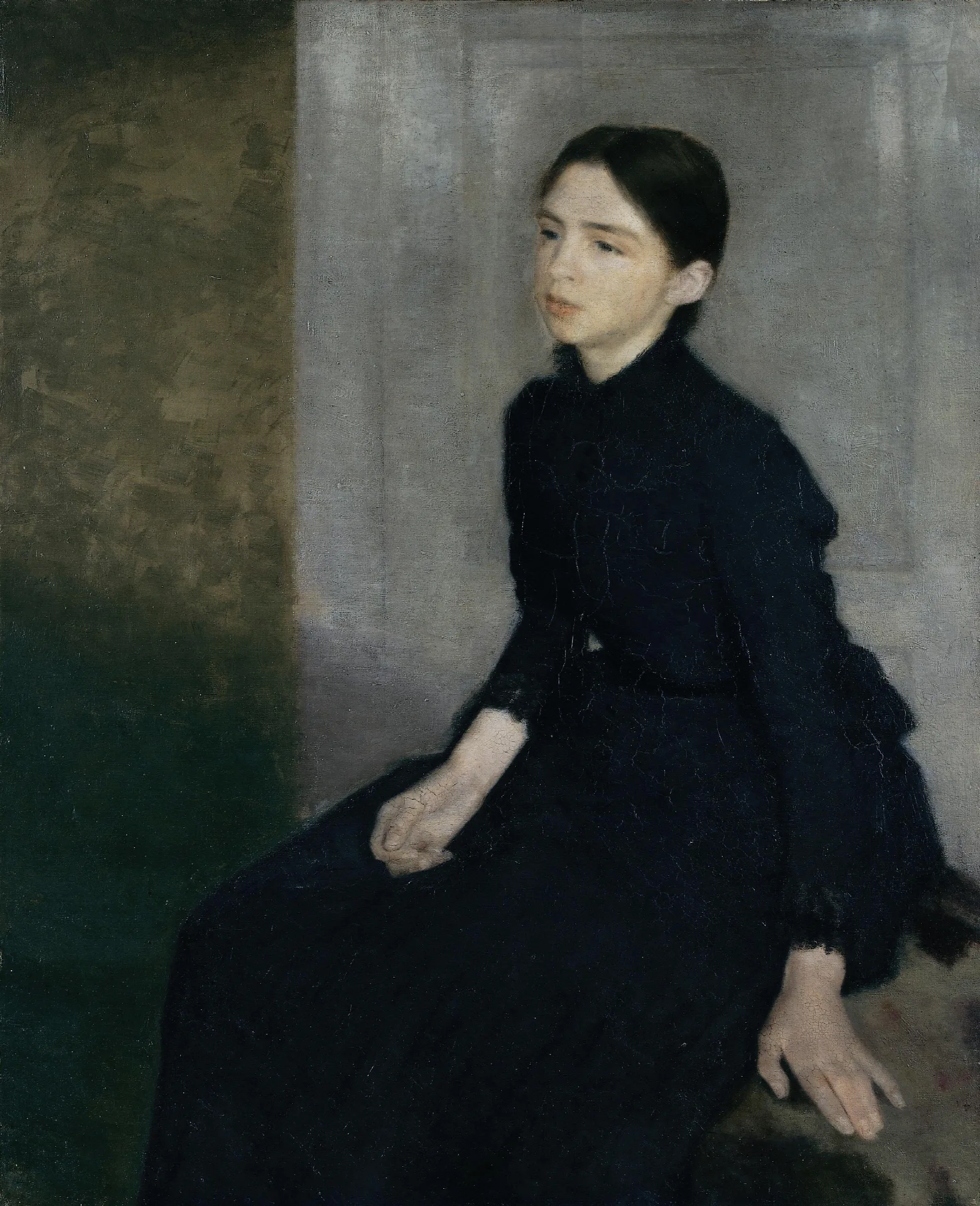 Portrait Of A Young Woman The Artists Sister Anna Hammershoi Wall Art by Vilhelm Hammershøi - Canvas Print