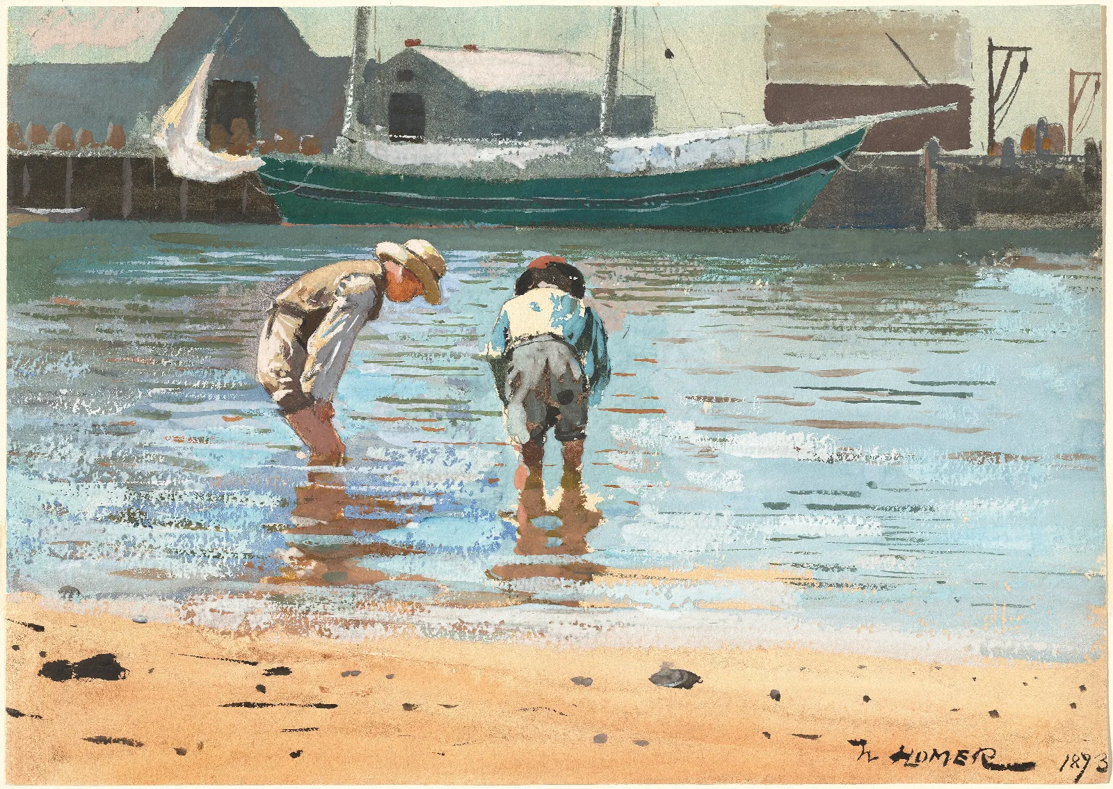 Boys Wading Wall Art by Winslow Homer - Canvas Print