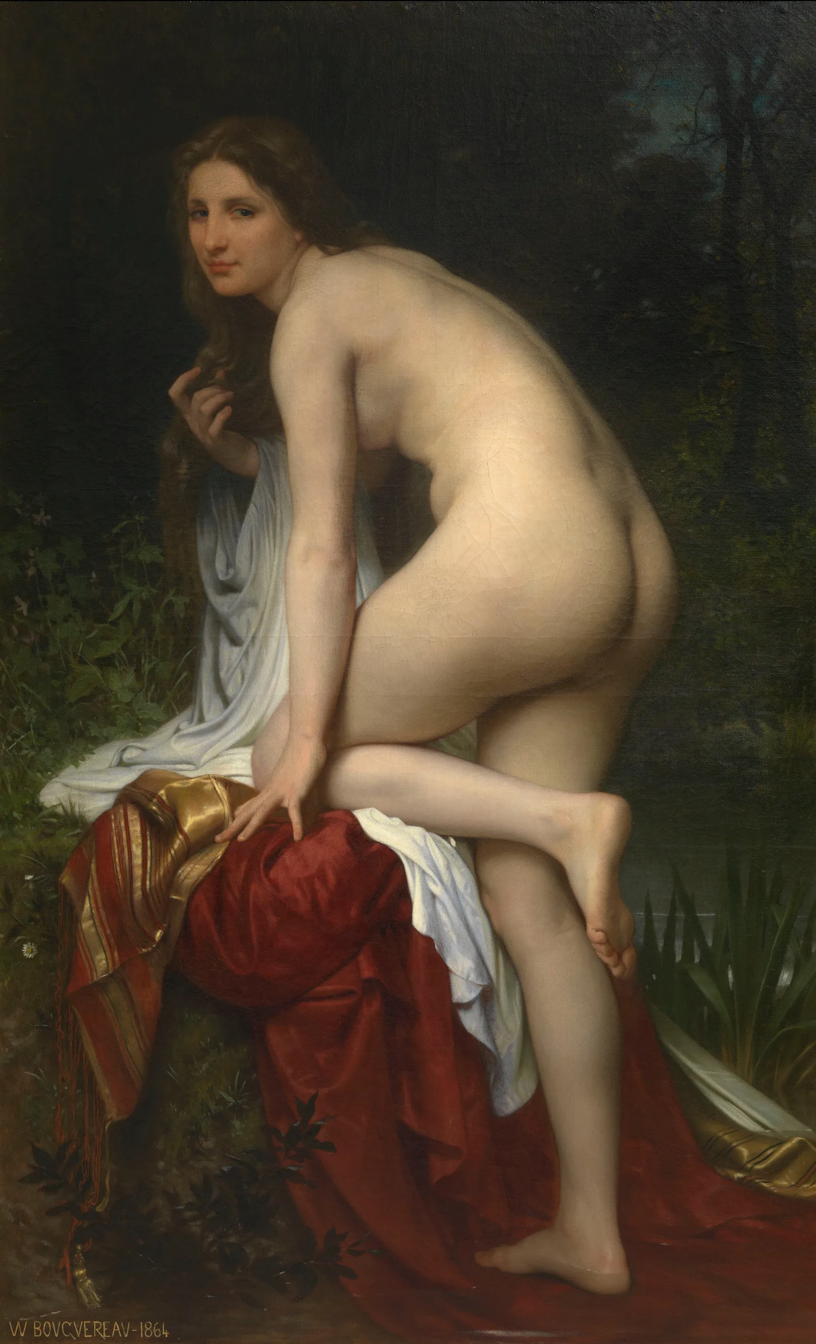 Bathing Woman 3 Wall Art by William Bouguereau - Canvas Print