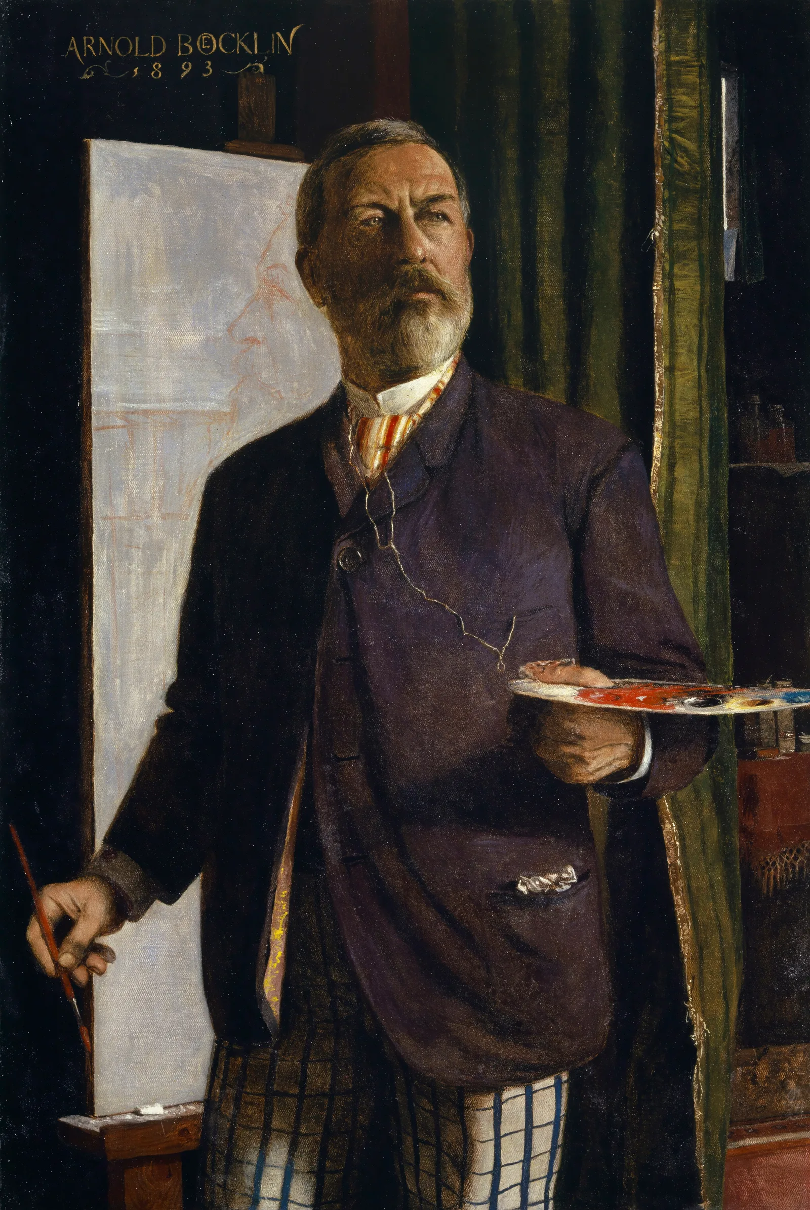 Self Portrait In The Studio 2 Wall Art by Arnold Böcklin - Canvas Print