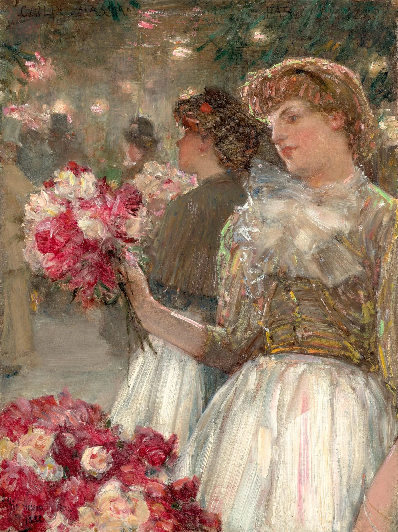 The Peony Girl Wall Art by Childe Hassam - Canvas Print