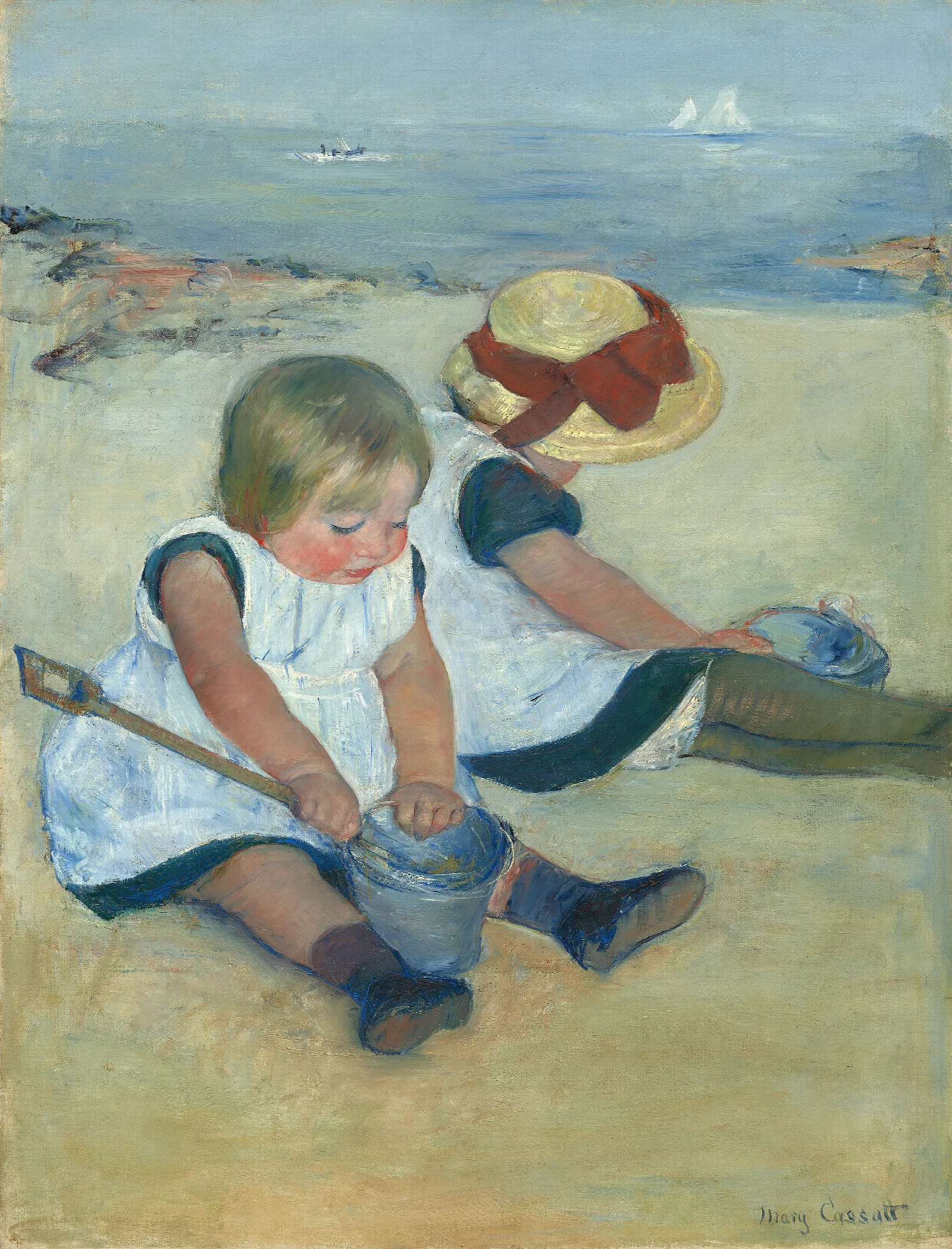 Children Playing On The Beach Wall Art by Mary Cassatt - Canvas Print