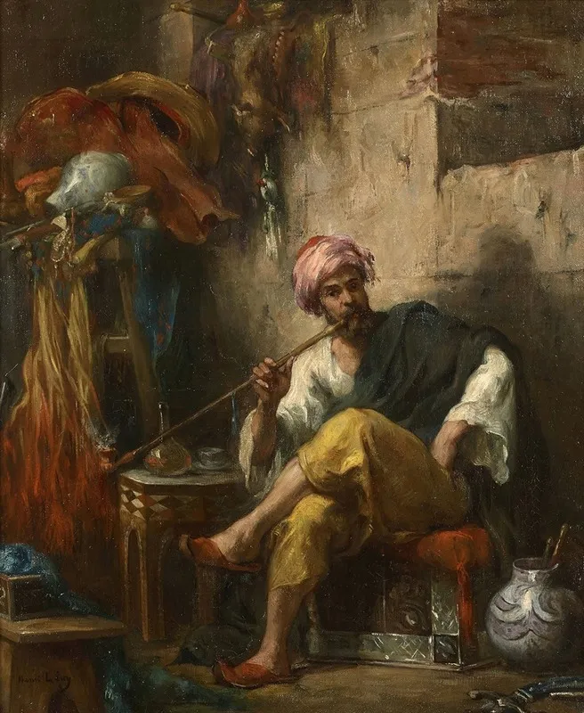 Fumeur De Narguile Wall Art by Henri Leopold Lévy - Canvas Print