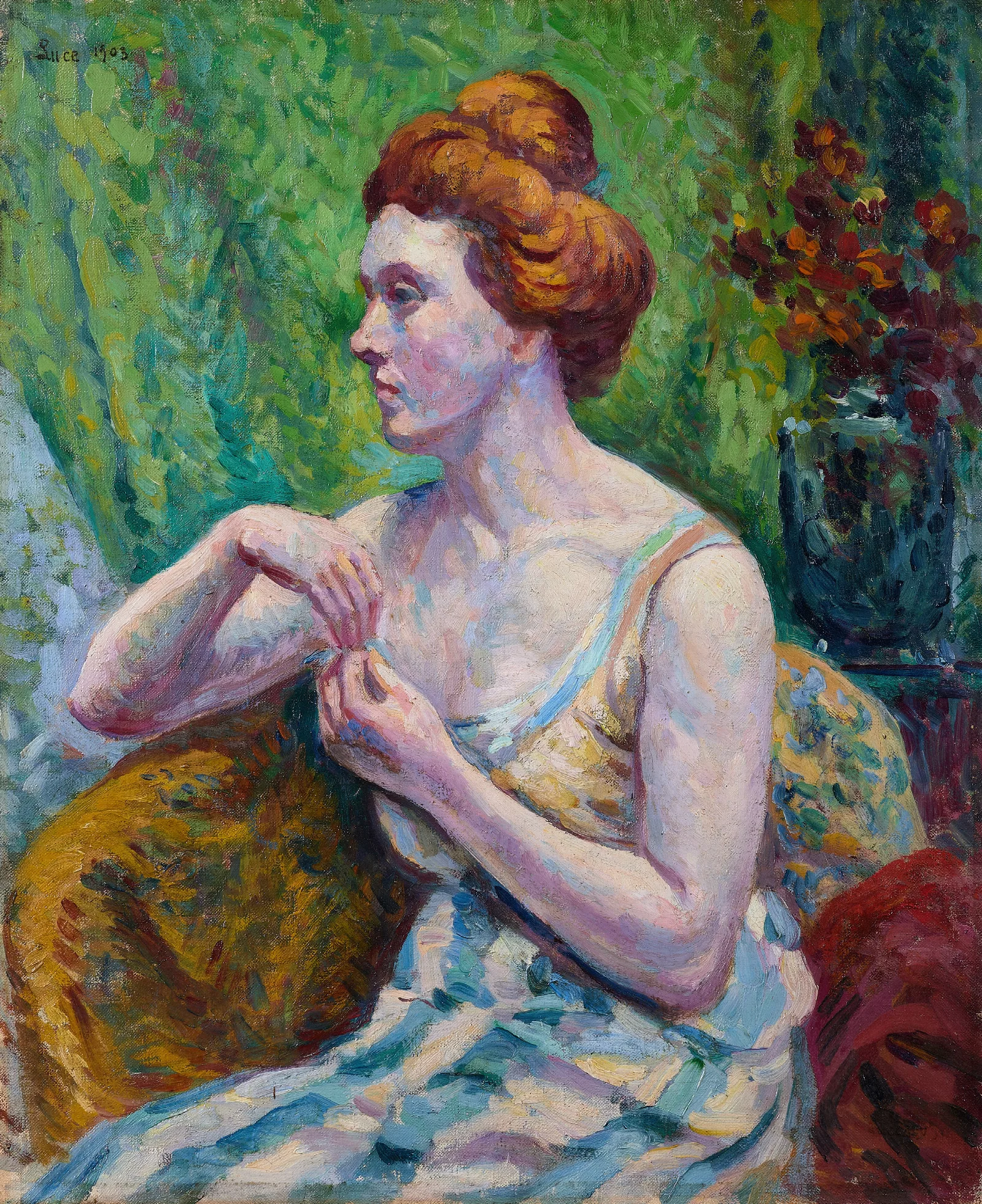 Portrait De Femme 36 Wall Art by Maximilien Luce - Canvas Print