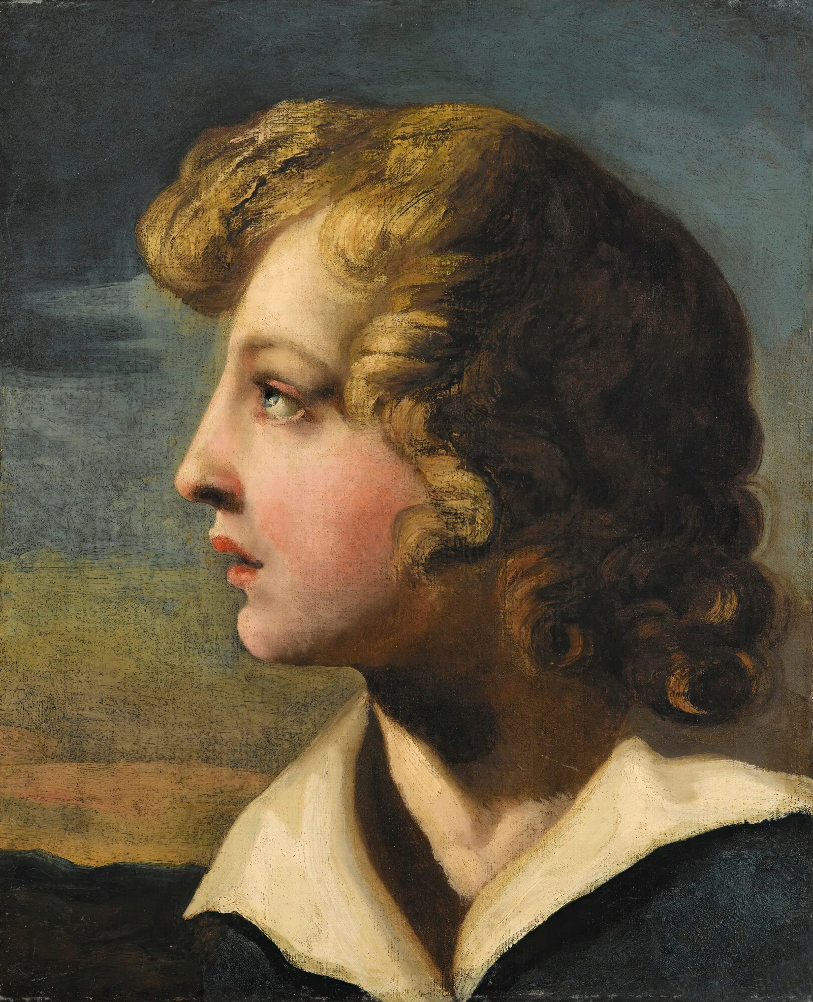 Portrait De Jeune Garcon De Profil Wall Art by Théodore Géricault - Canvas Print