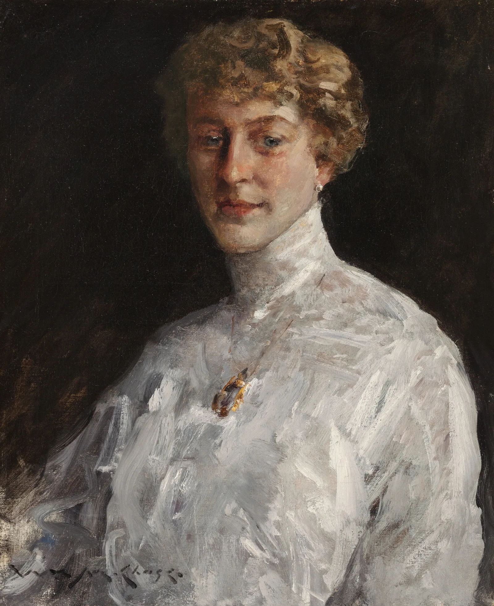 Lady In A White Blouse Wall Art by William Merritt Chase - Canvas Print